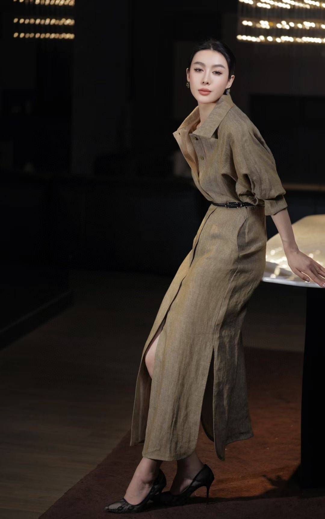 Lor*P 25ss belted linen long dress