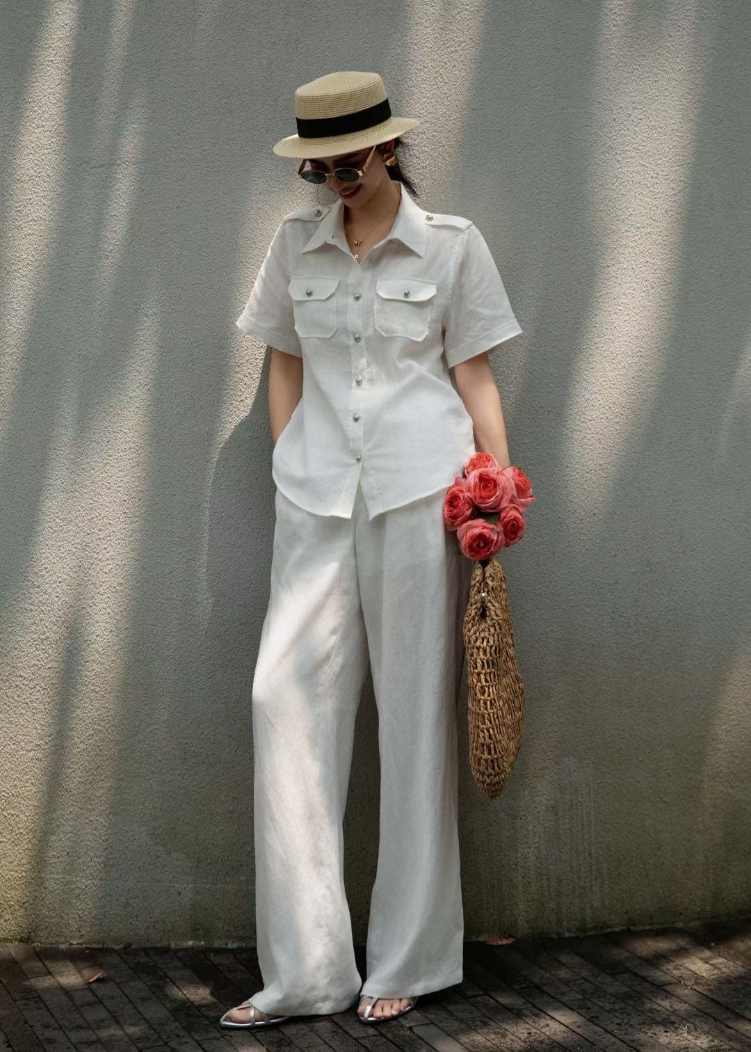 Lor*P 25ss workwear style linen shirt suit