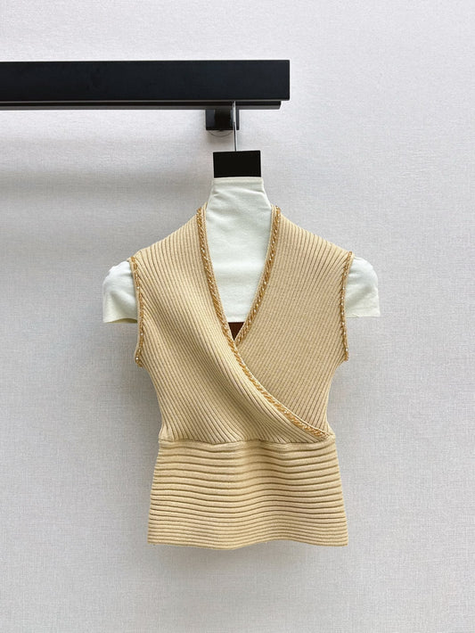 Balm* 25ss beaded sleeveless knitted top