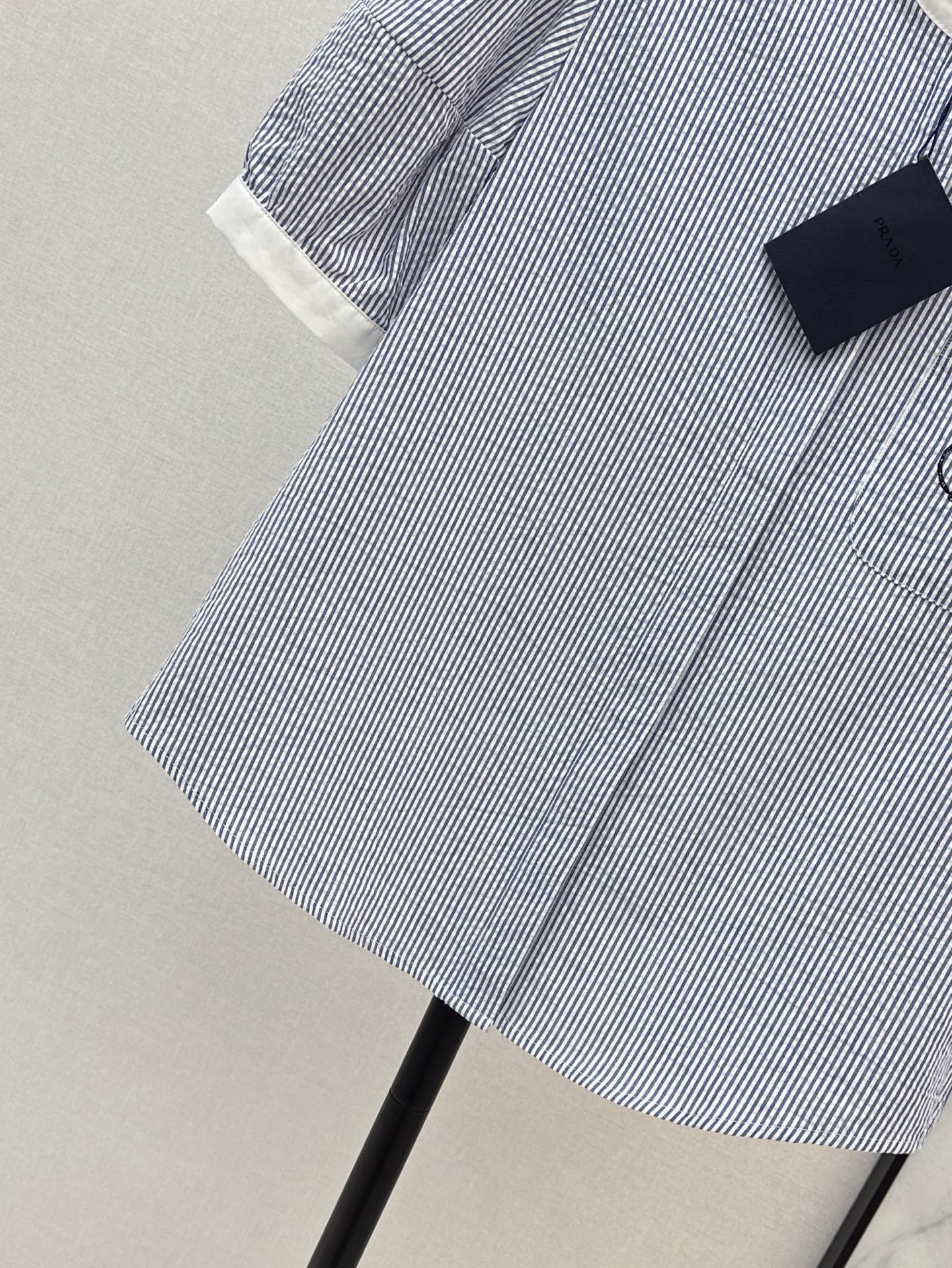 Pra* 25ss embroidered crop shirt