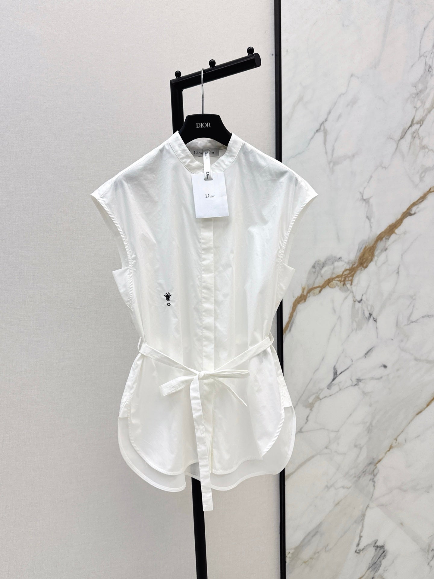 D*r 25ss sleeveless tied poplin blouse