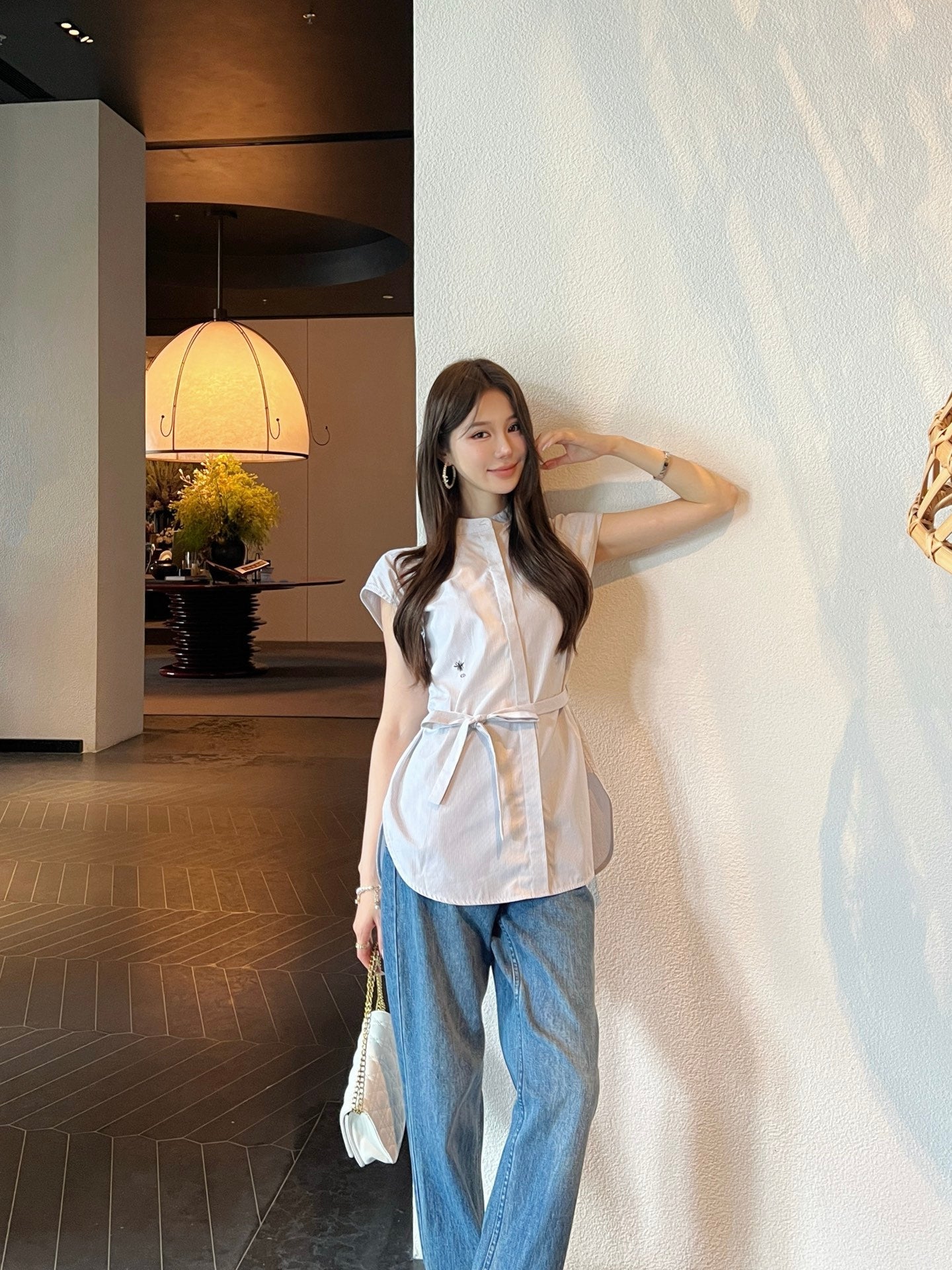 D*r 25ss sleeveless tied poplin blouse