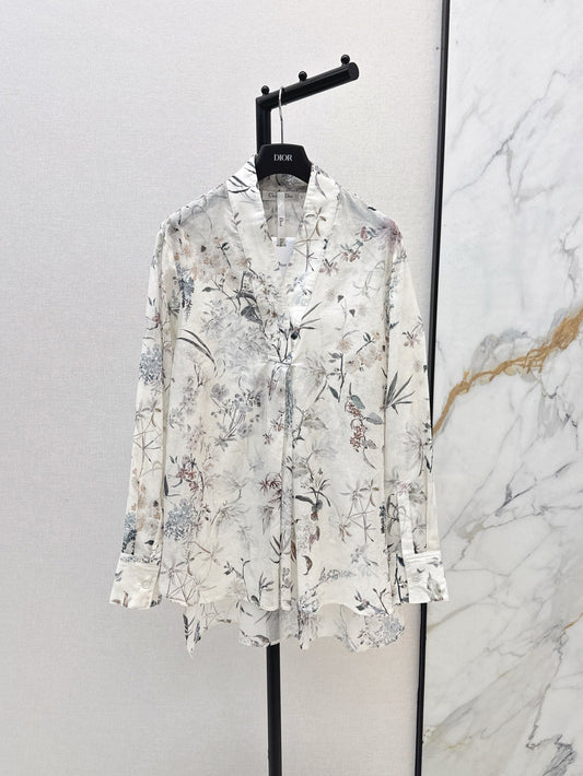 D*r 25ss long printed cotton muslin blouse