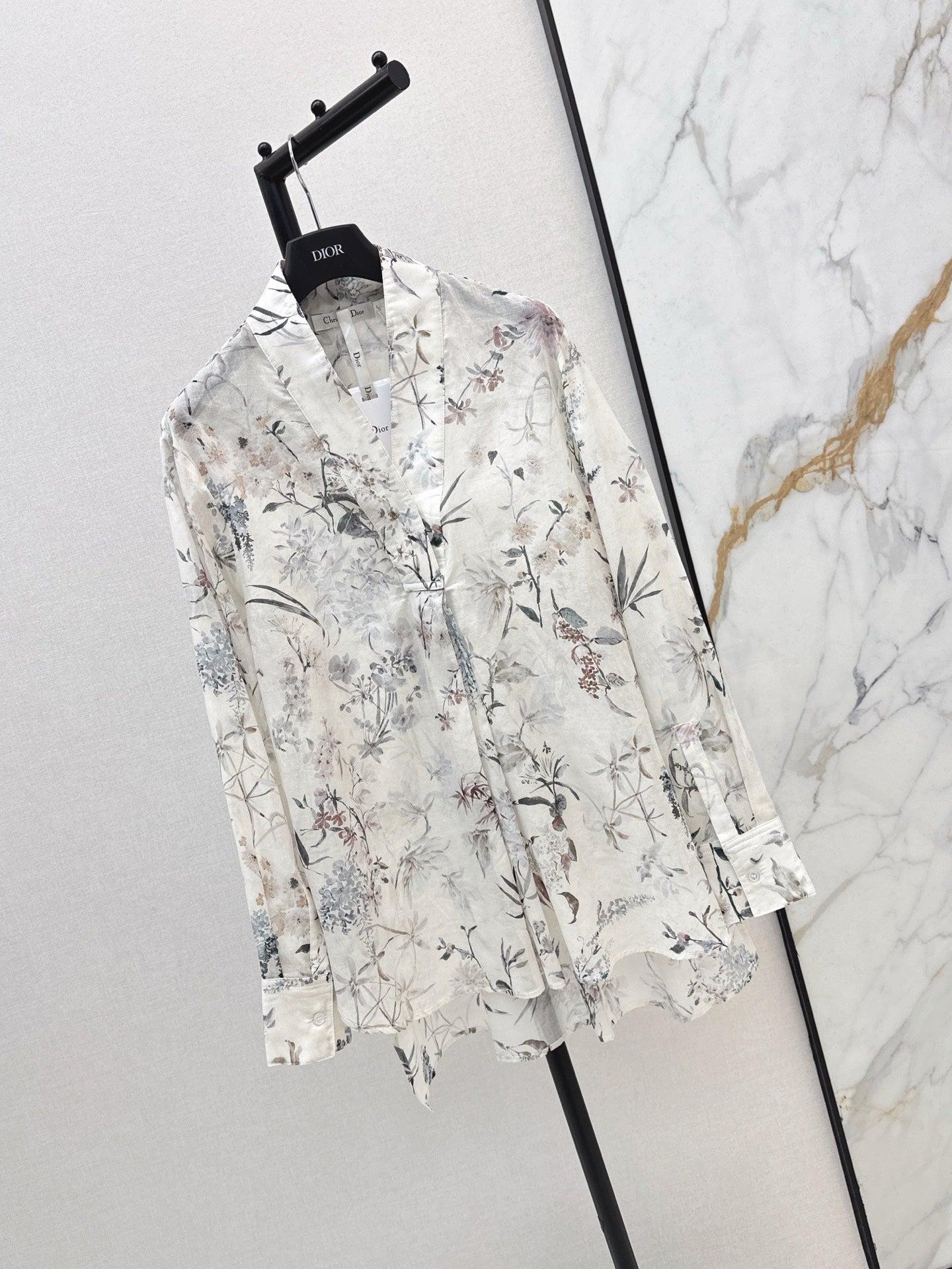 D*r 25ss long printed cotton muslin blouse