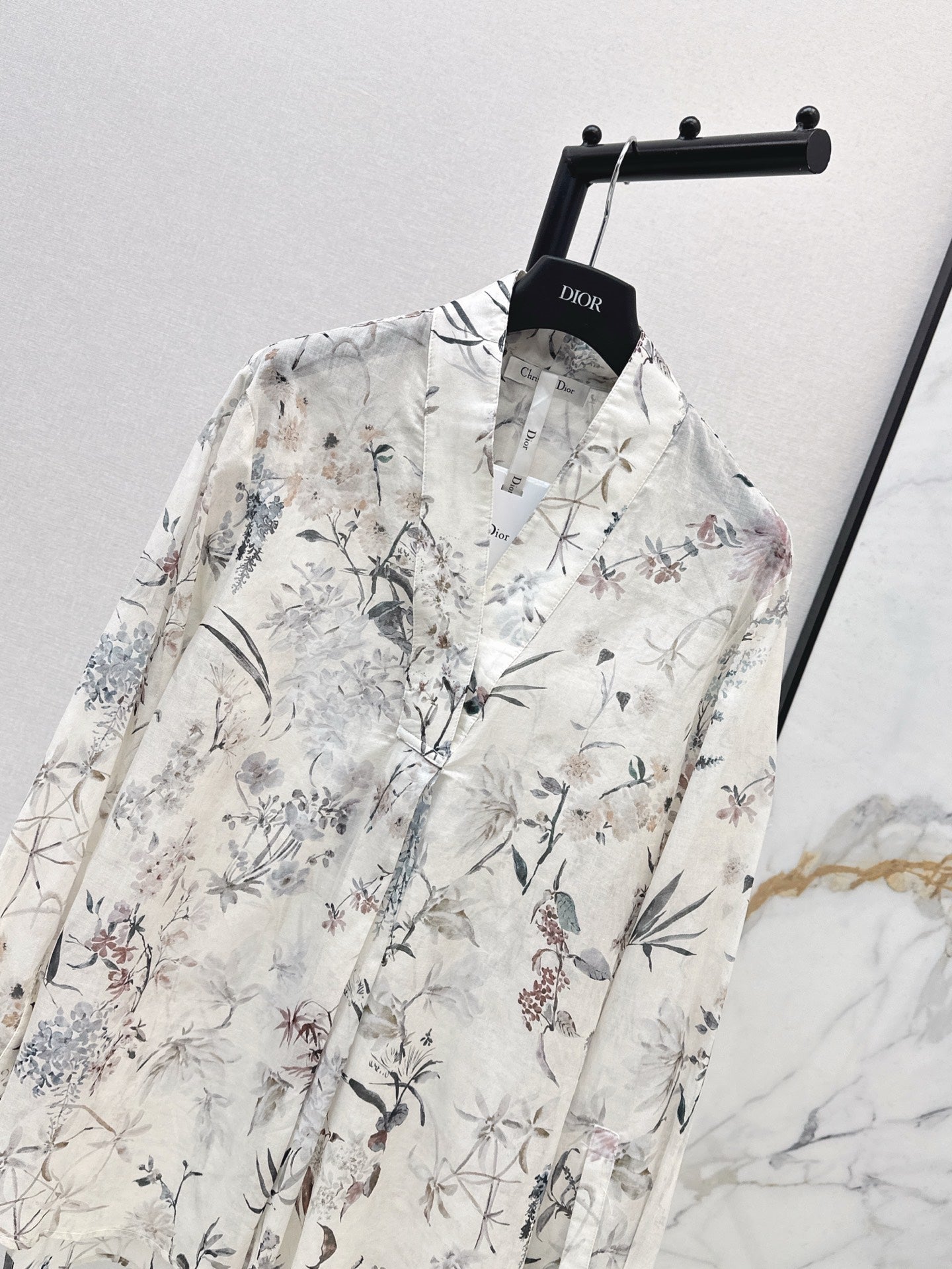 D*r 25ss long printed cotton muslin blouse