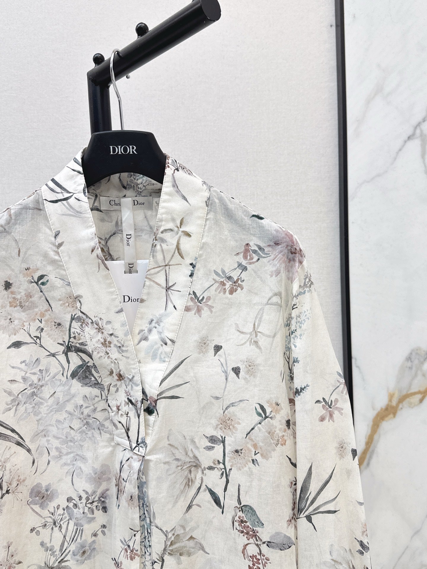 D*r 25ss long printed cotton muslin blouse