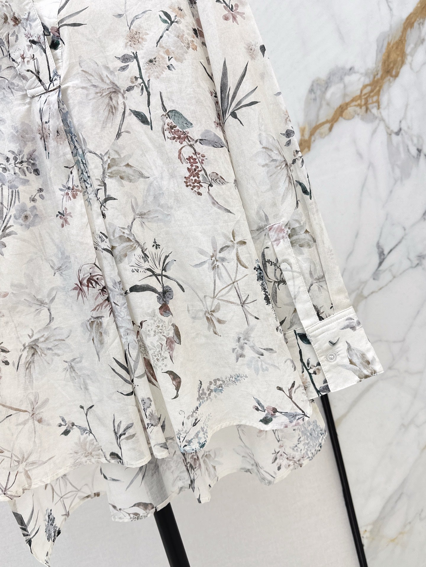 D*r 25ss long printed cotton muslin blouse