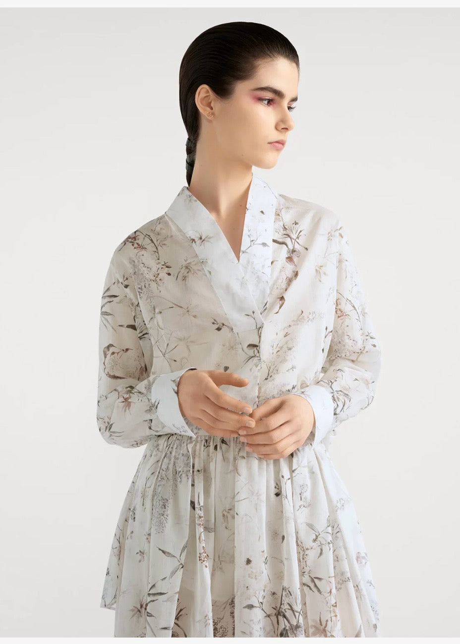 D*r 25ss long printed cotton muslin blouse