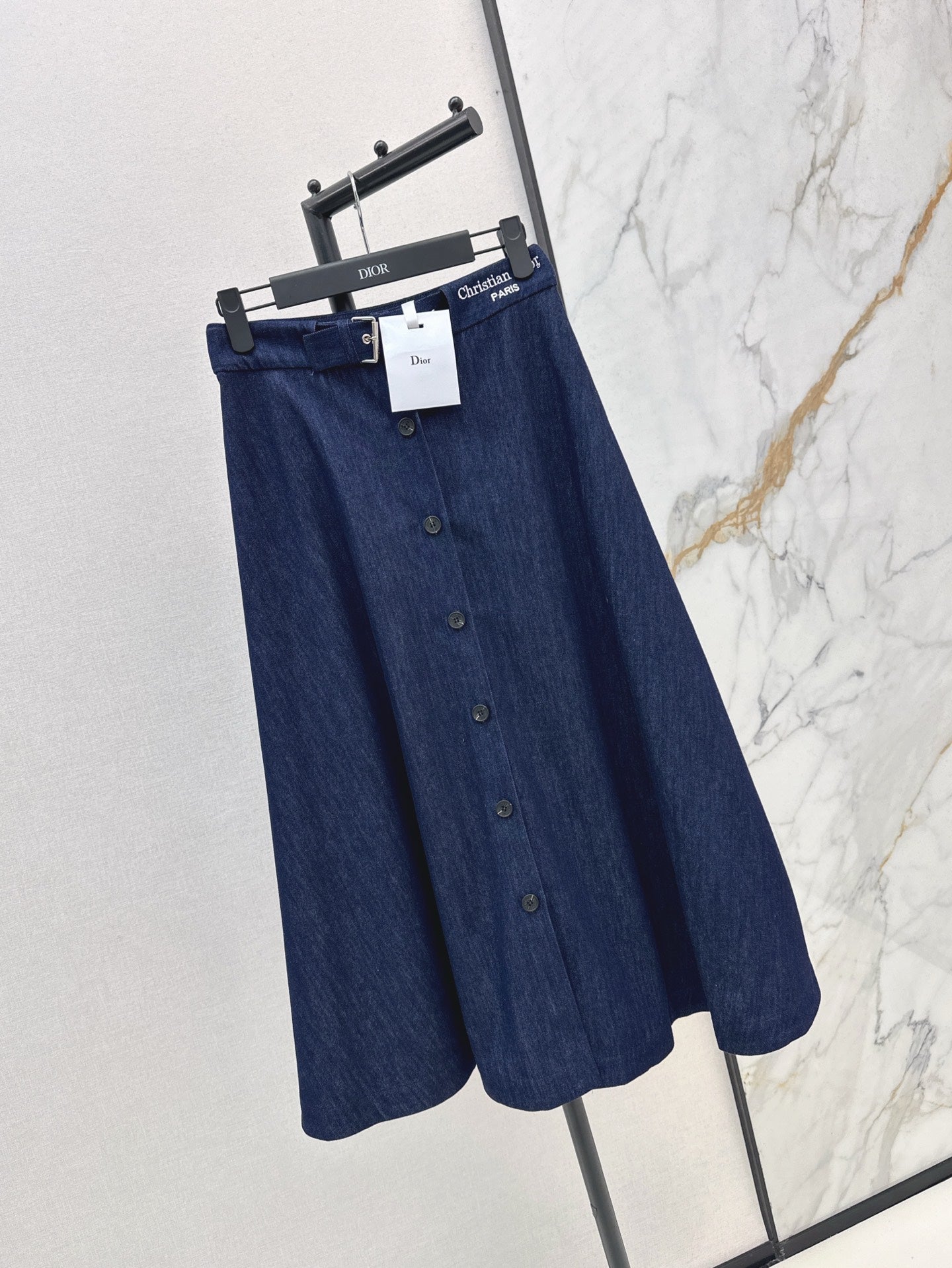 D*r 25ss mid-length embroidered waist denim skirt