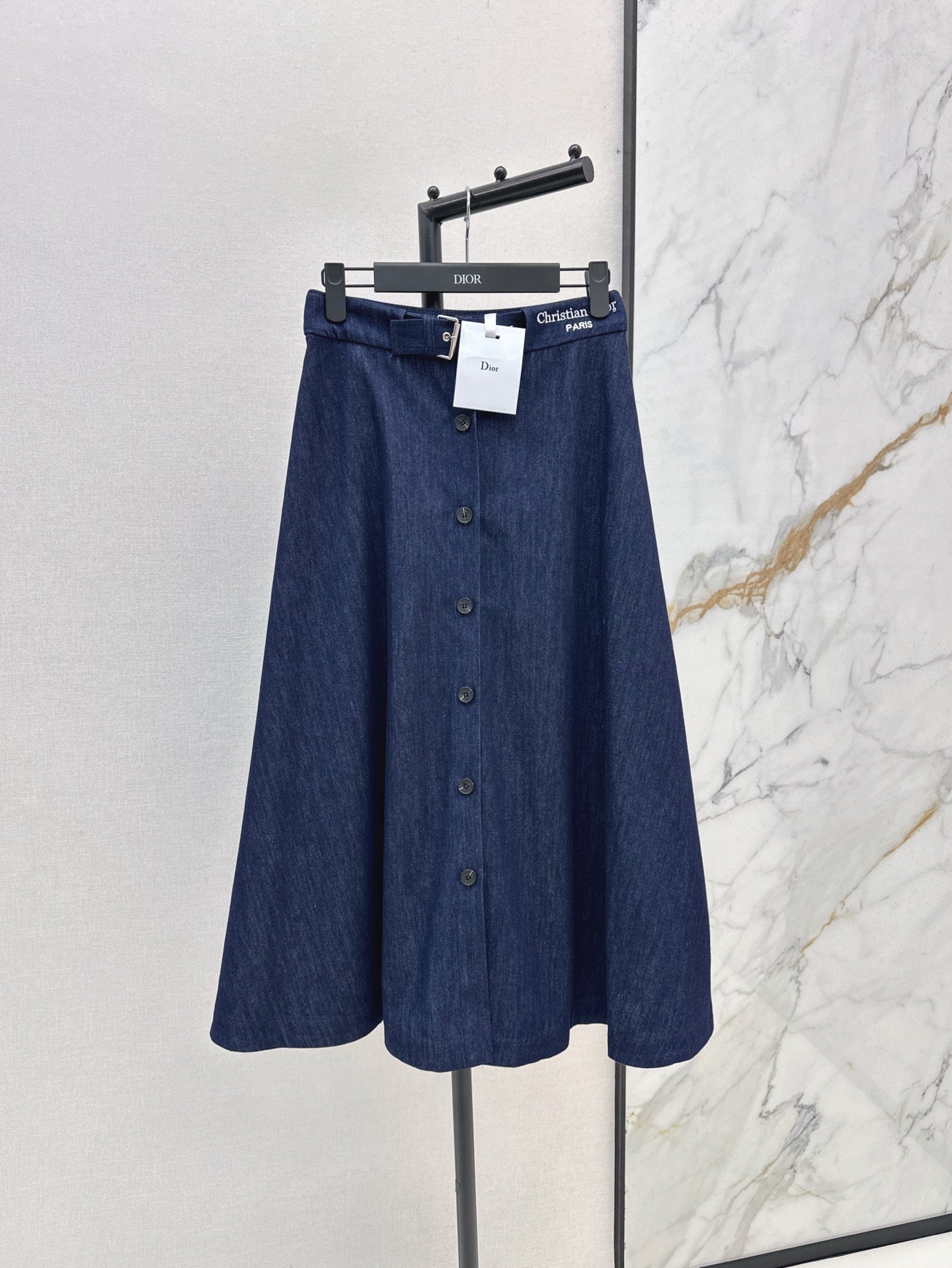 D*r 25ss mid-length embroidered waist denim skirt