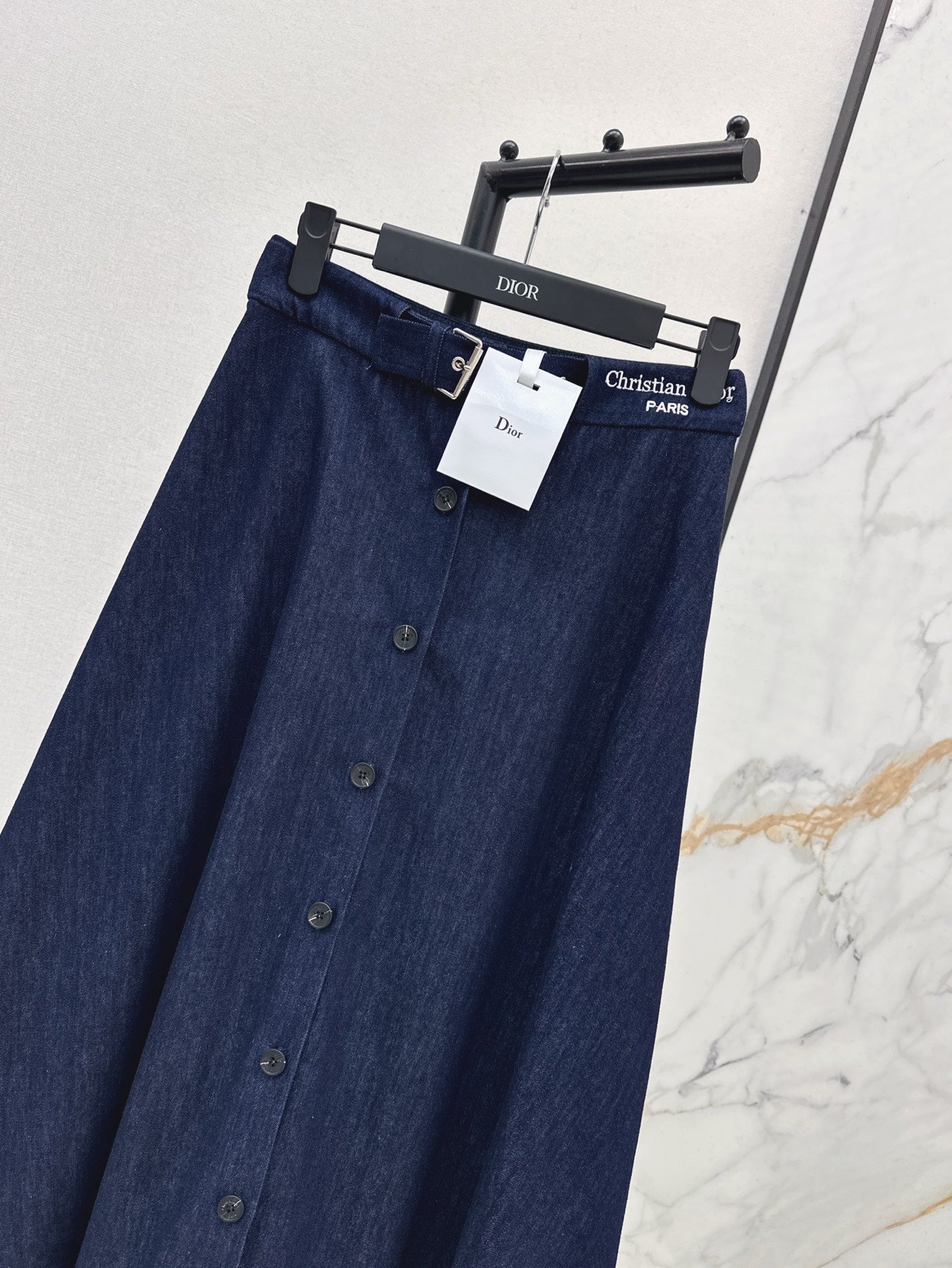 D*r 25ss mid-length embroidered waist denim skirt