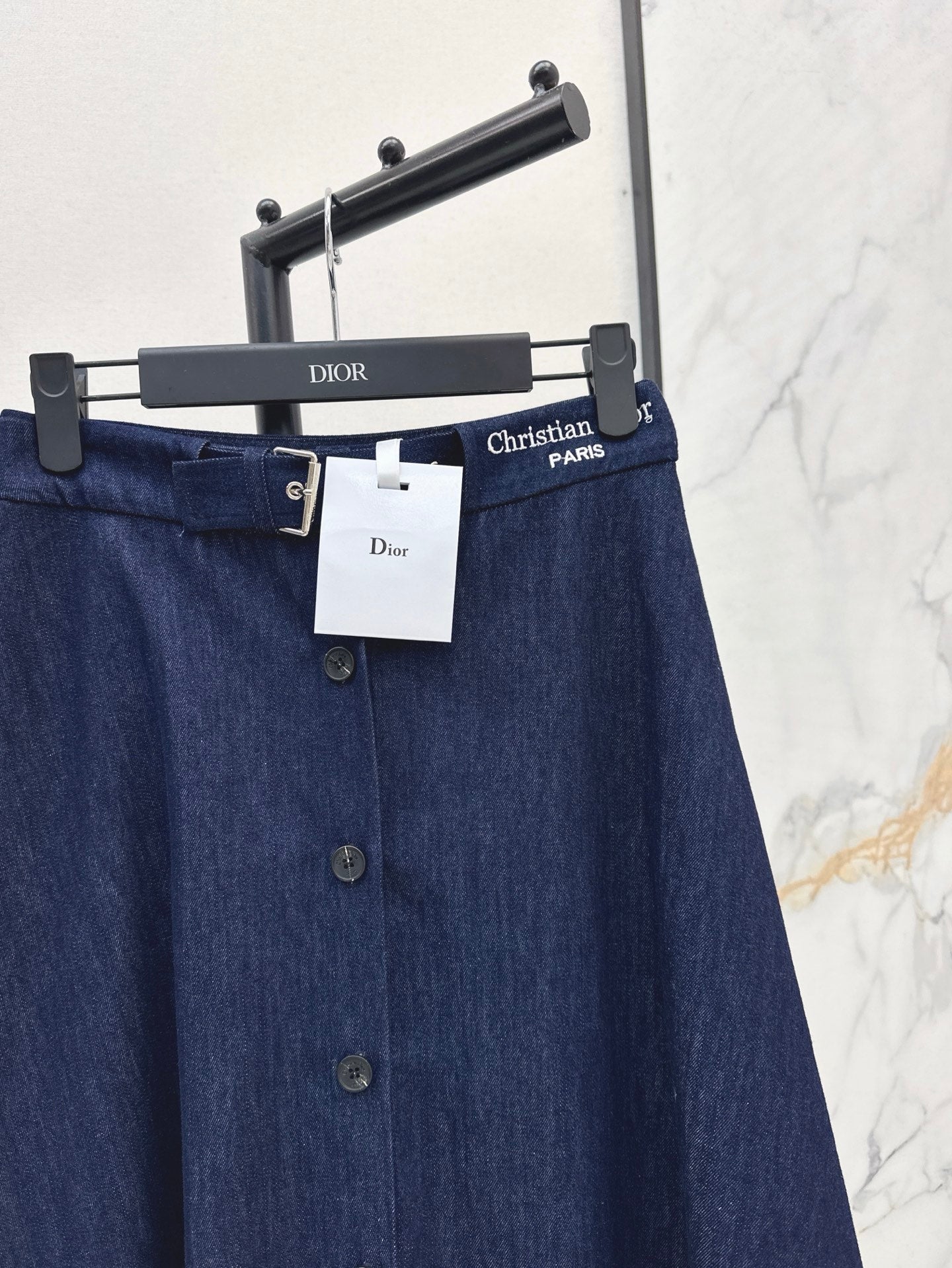 D*r 25ss mid-length embroidered waist denim skirt