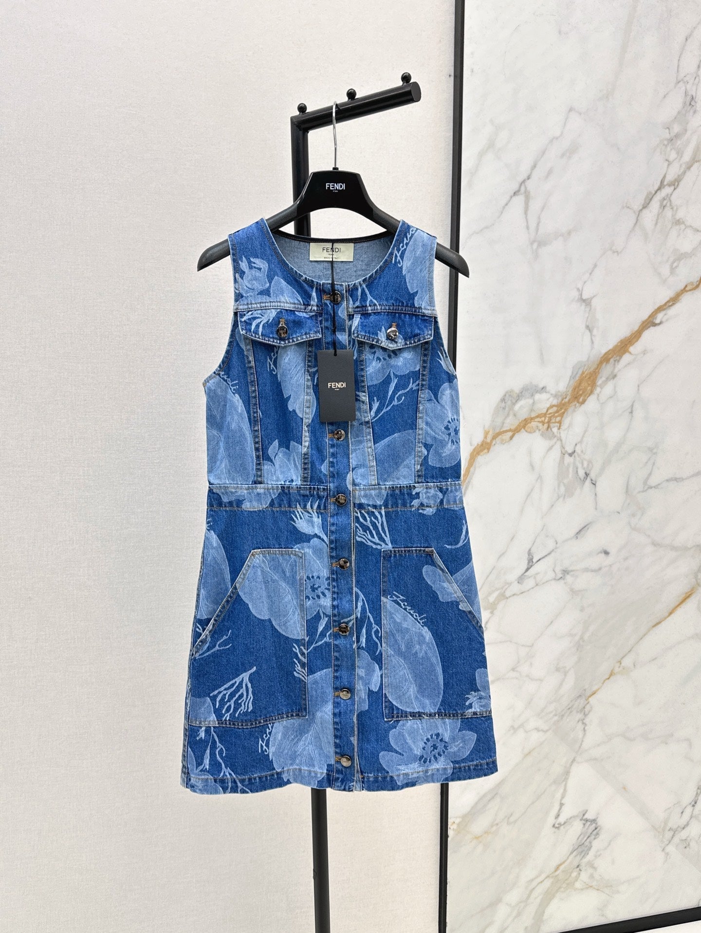Fd* 25ss sleeveless short denim dress