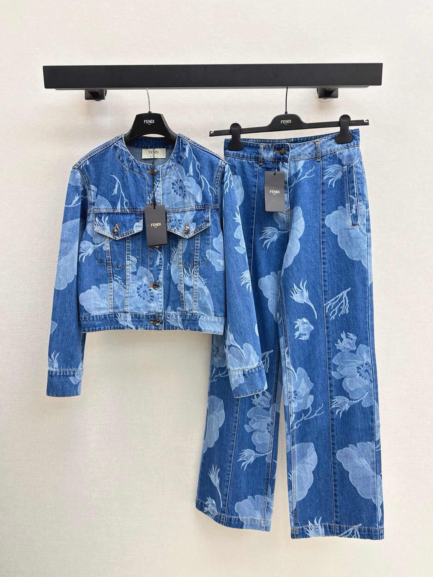 Fd* 25ss floral print denim jacket