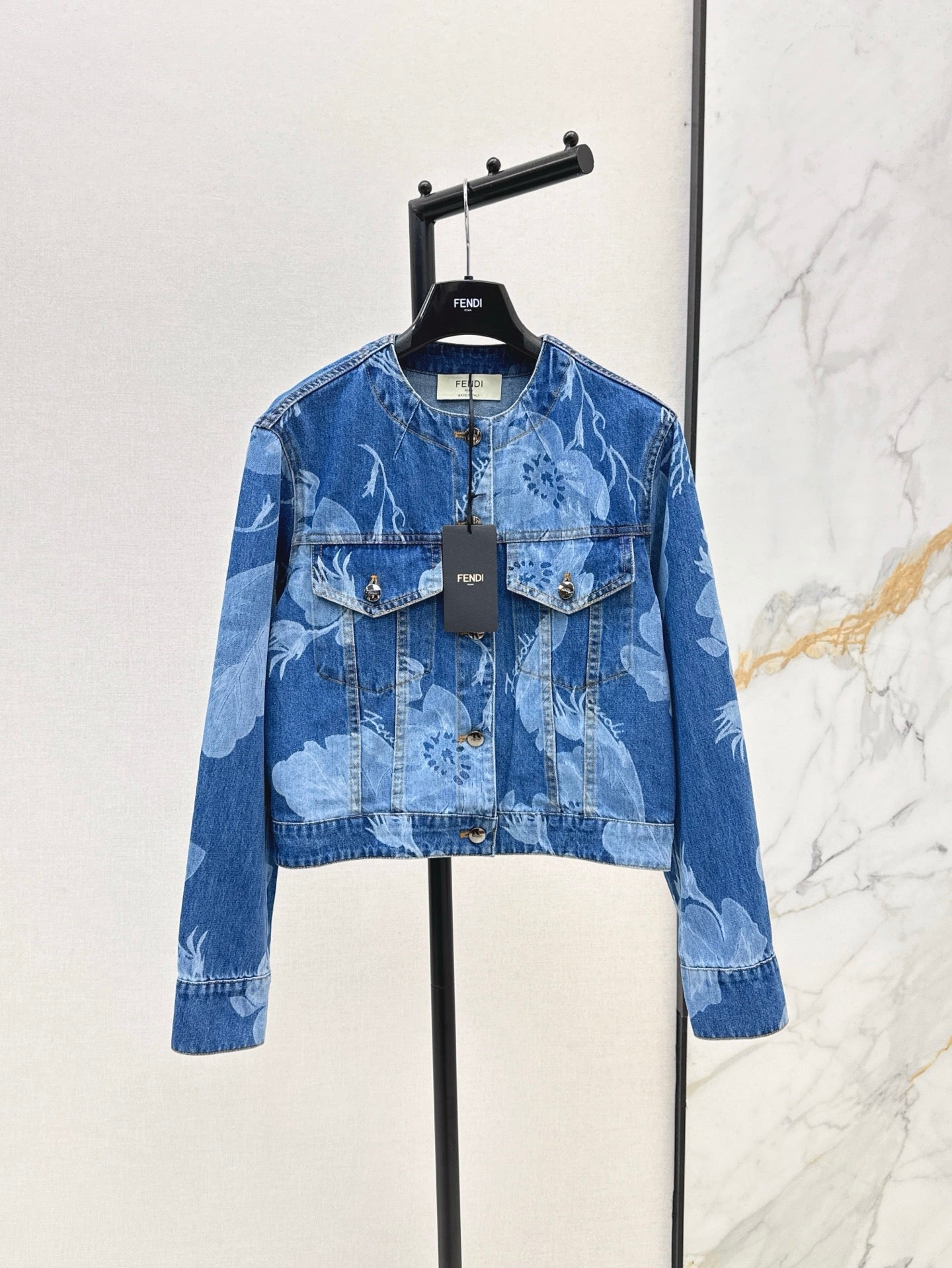 Fd* 25ss floral print denim jacket
