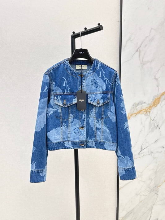 Fd* 25ss floral print denim jacket