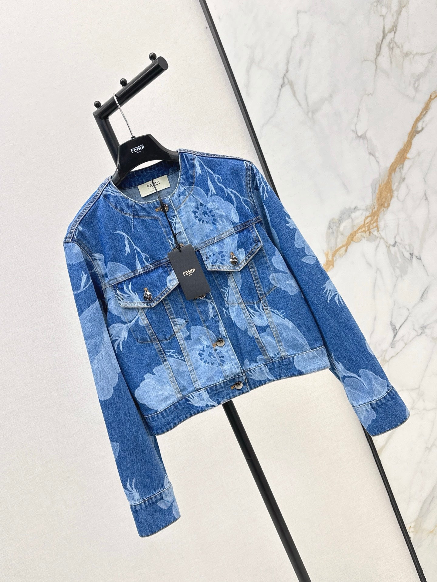 Fd* 25ss floral print denim jacket