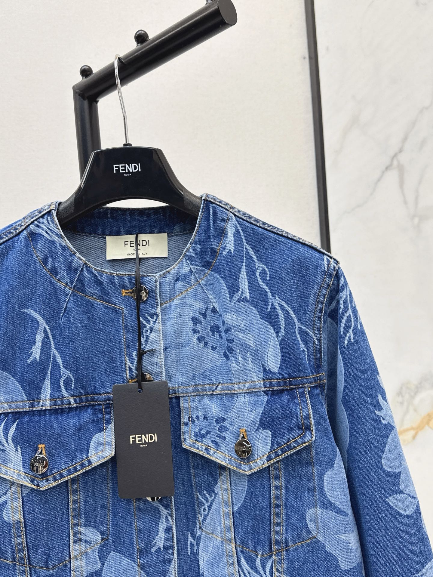 Fd* 25ss floral print denim jacket