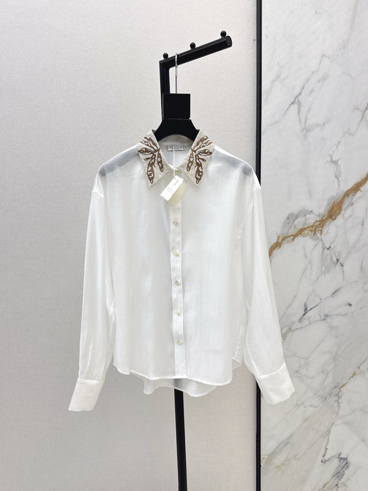 Brune*C embroidered tencel shirt