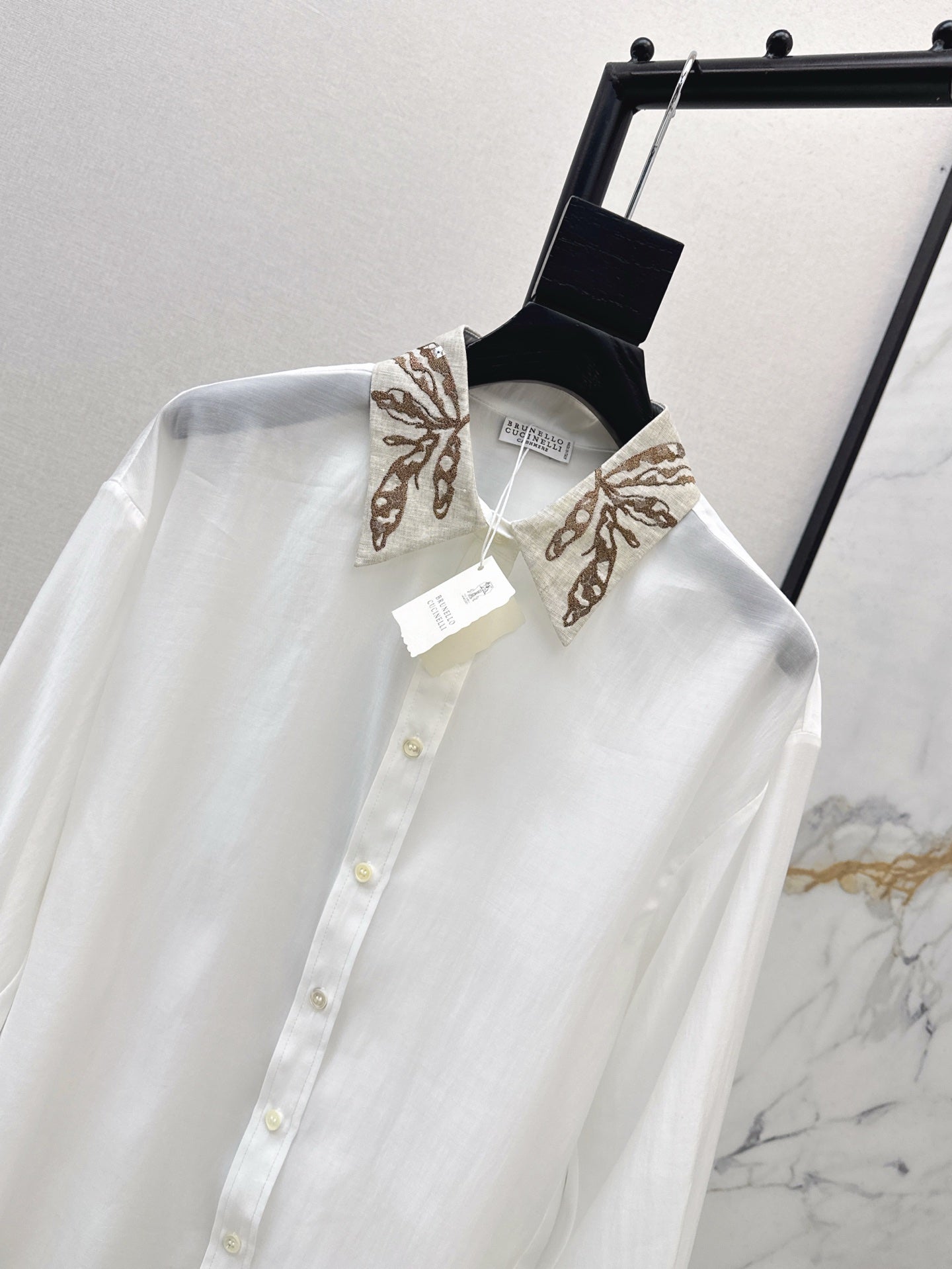 Brune*C embroidered tencel shirt