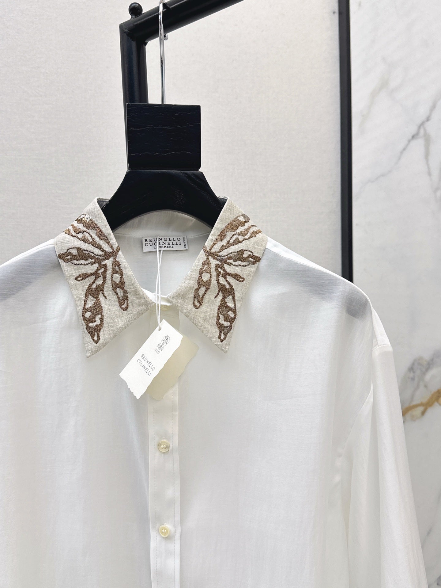 Brune*C embroidered tencel shirt