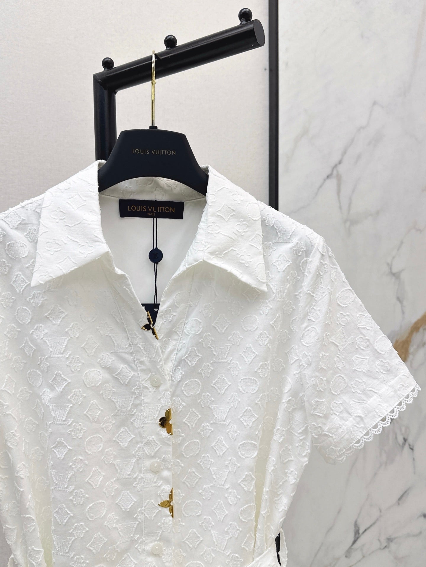 Loui* 25ss monogram jacquard belted dress