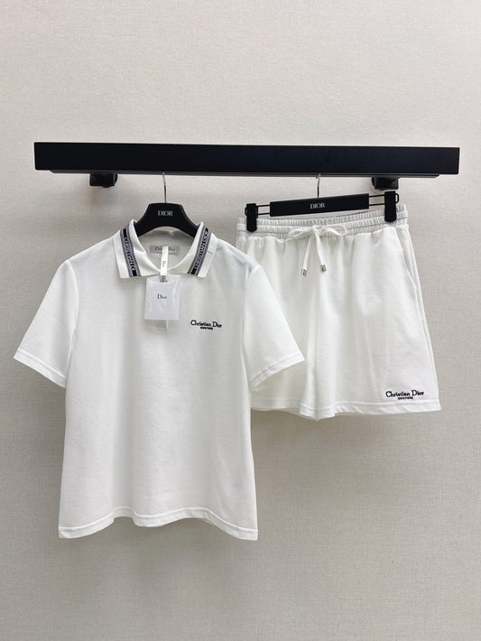 D*r 25ss embroidered polo shirt and shorts suit