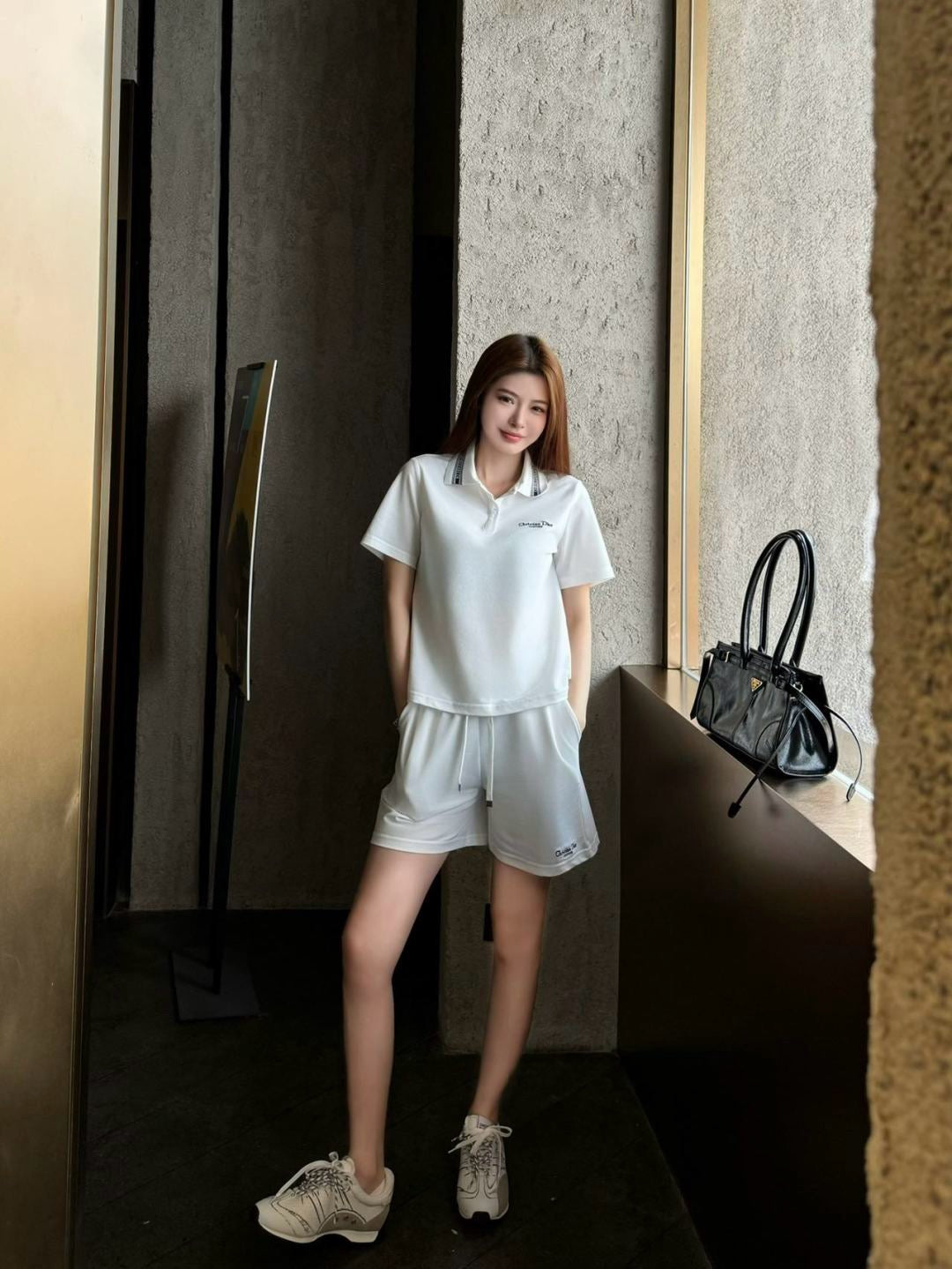 D*r 25ss embroidered polo shirt and shorts suit