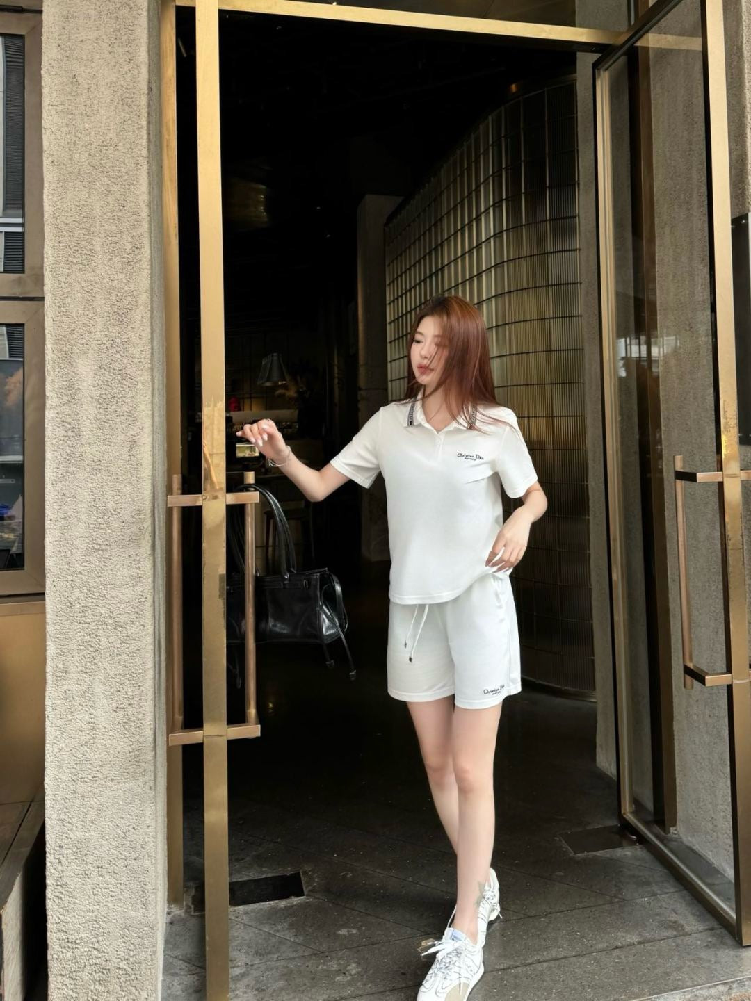 D*r 25ss embroidered polo shirt and shorts suit