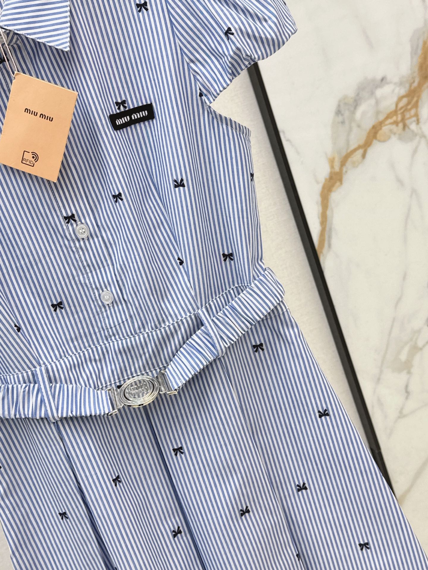 M*u 25ss bow woven belted dress