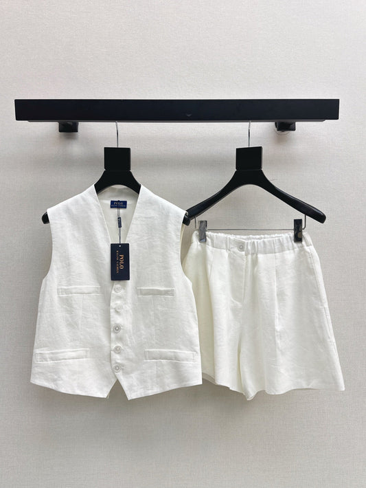 Lor*P 25ss linen vest and short suit