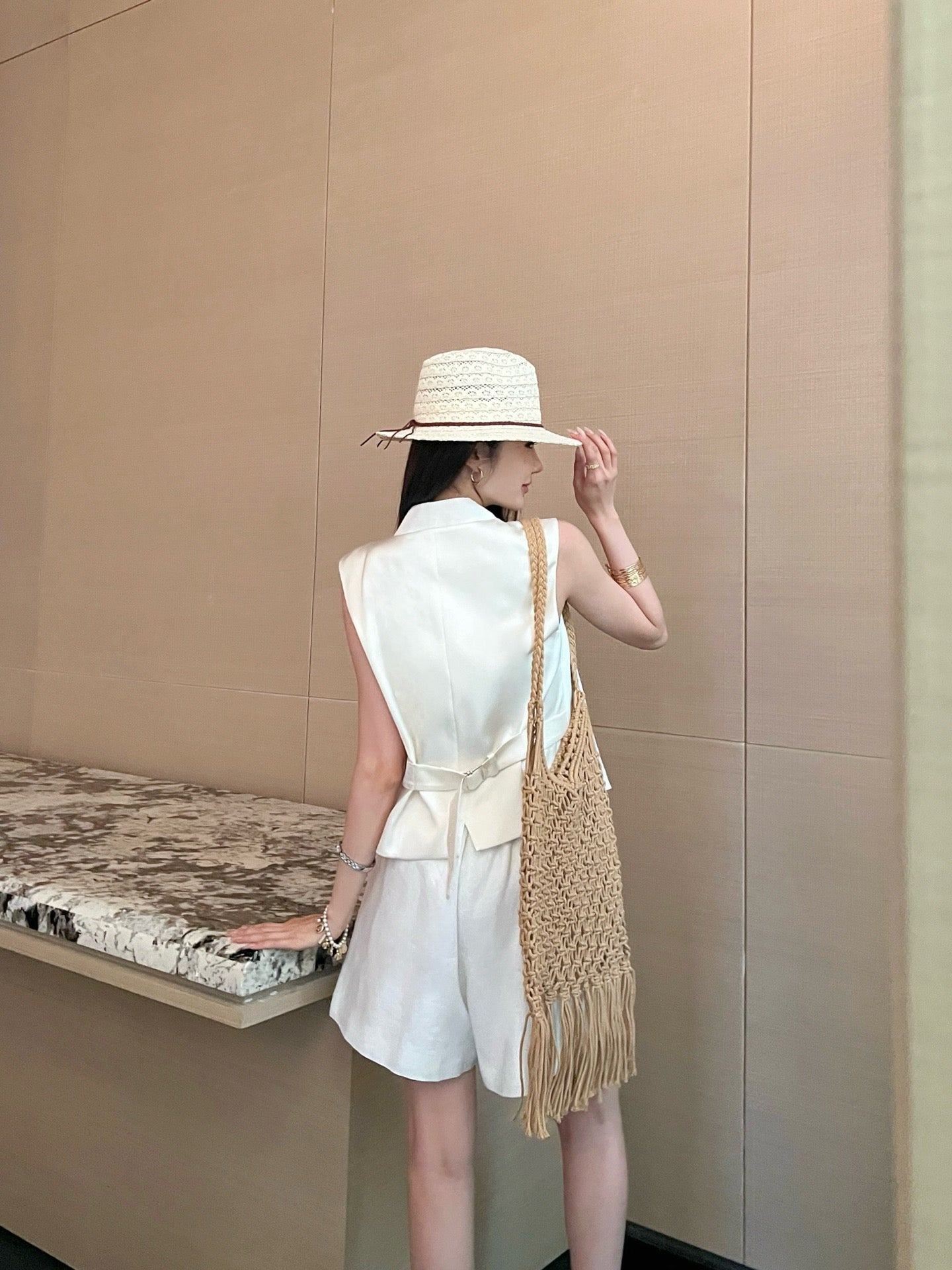 Lor*P 25ss linen vest and short suit