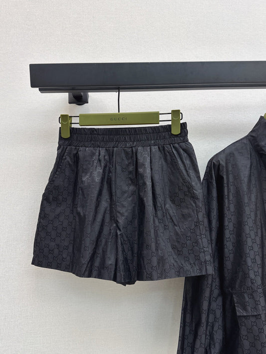 Gu* 25ss GG printed zip jacket and shorts suit