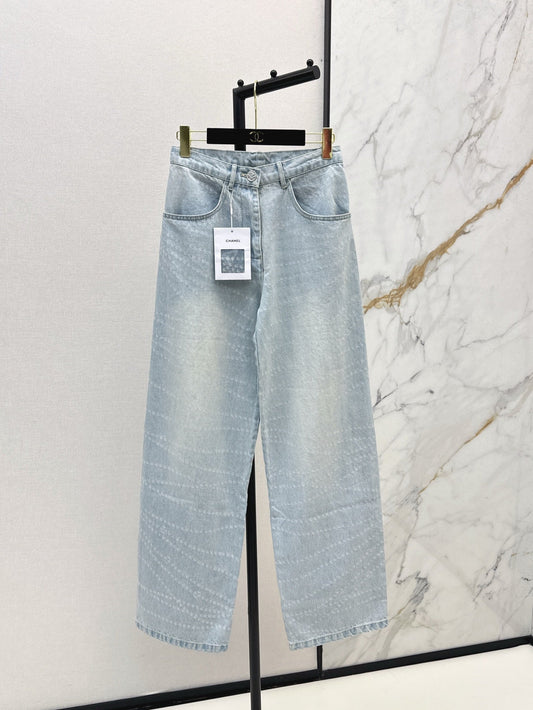 C*nel 25ss printed washed denim pants