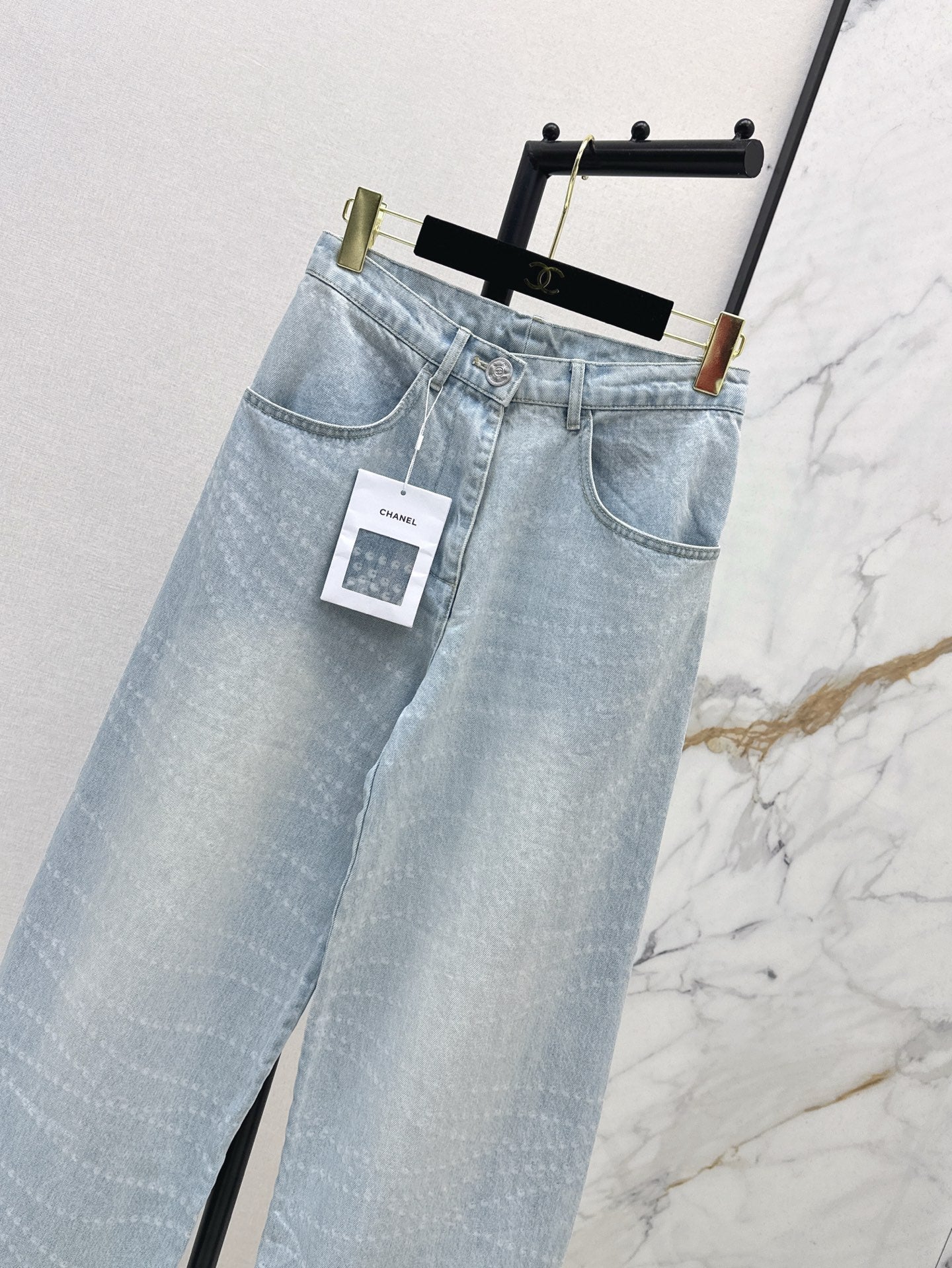 C*nel 25ss printed washed denim pants