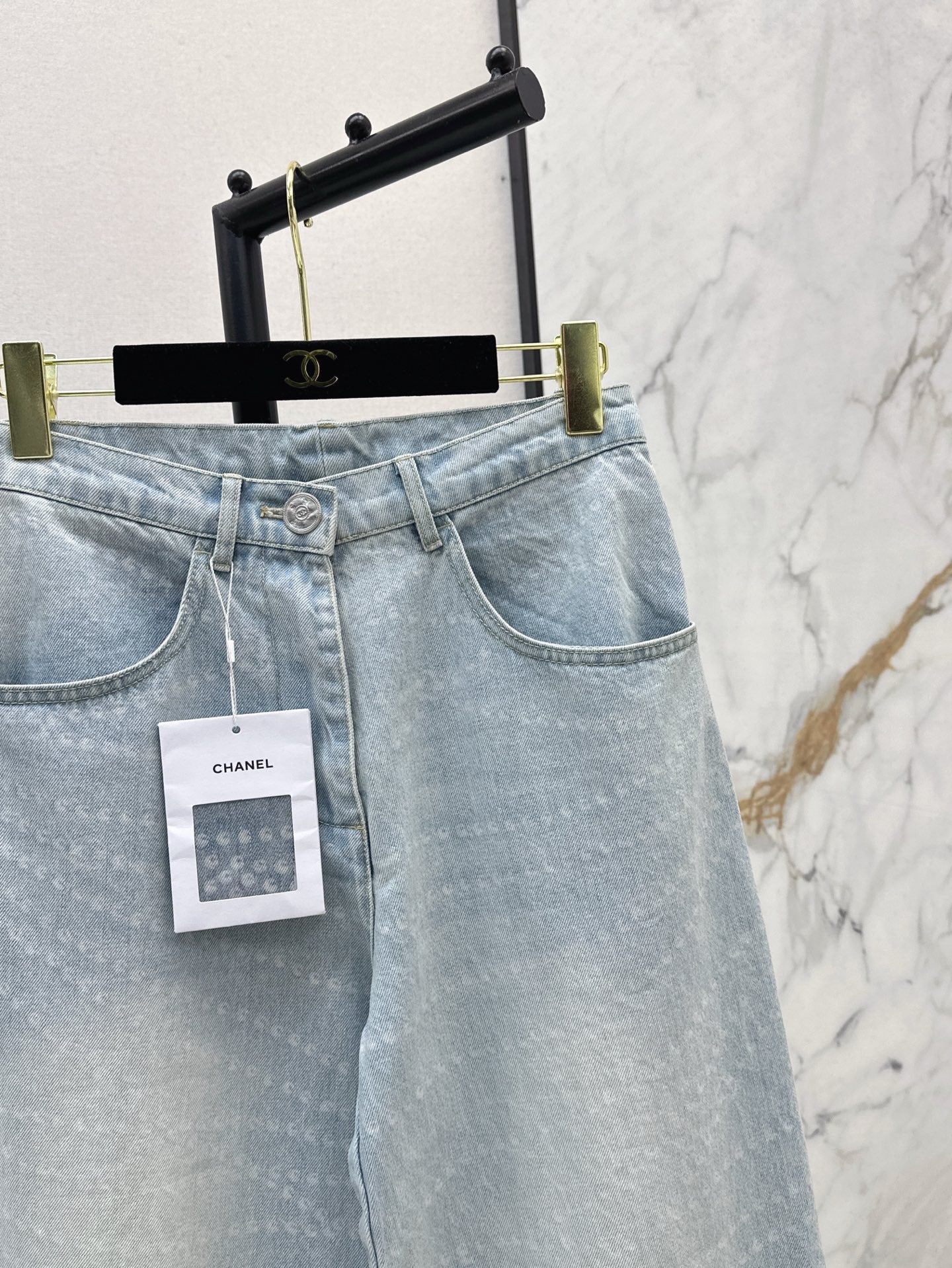 C*nel 25ss printed washed denim pants