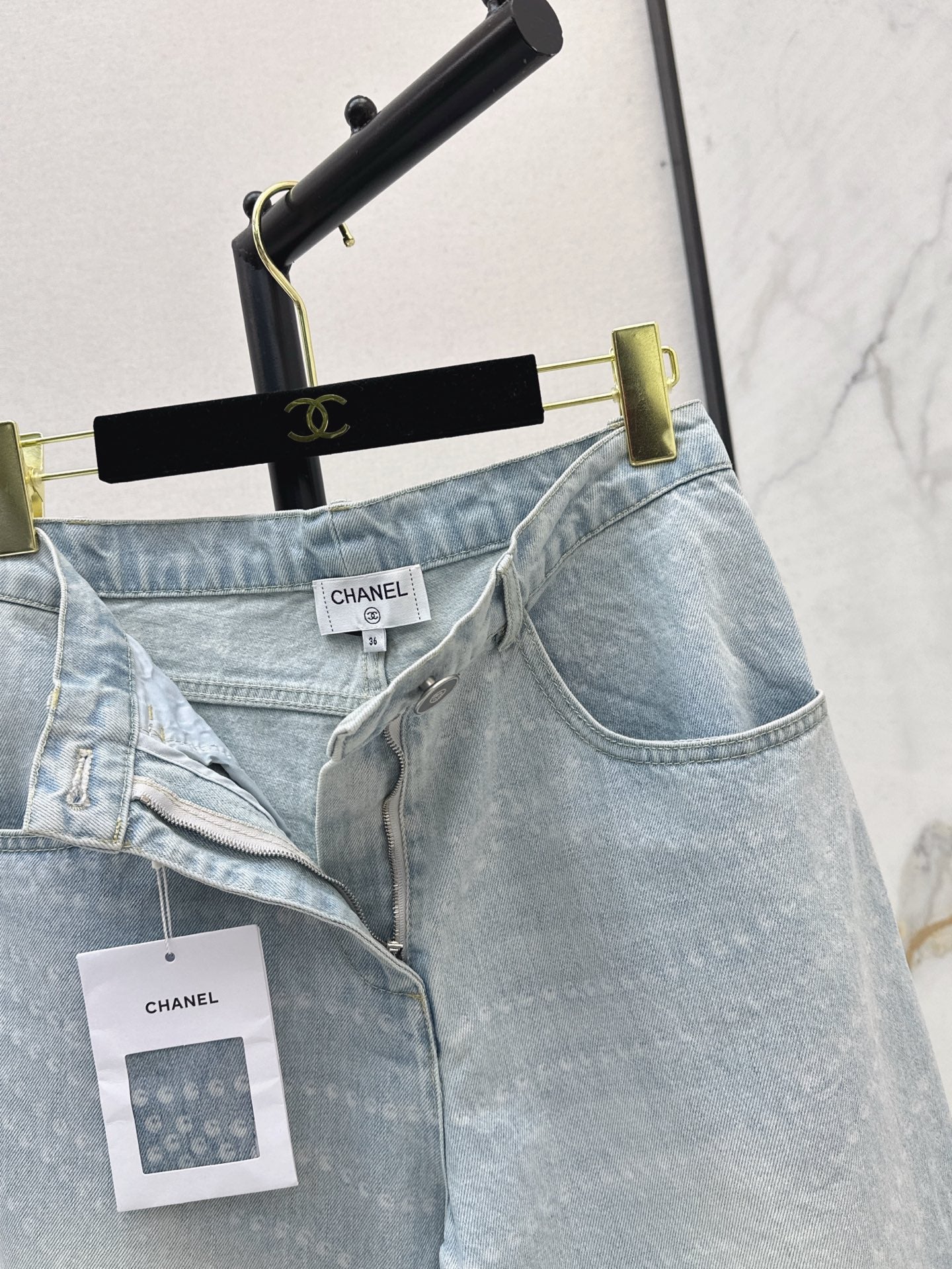 C*nel 25ss printed washed denim pants