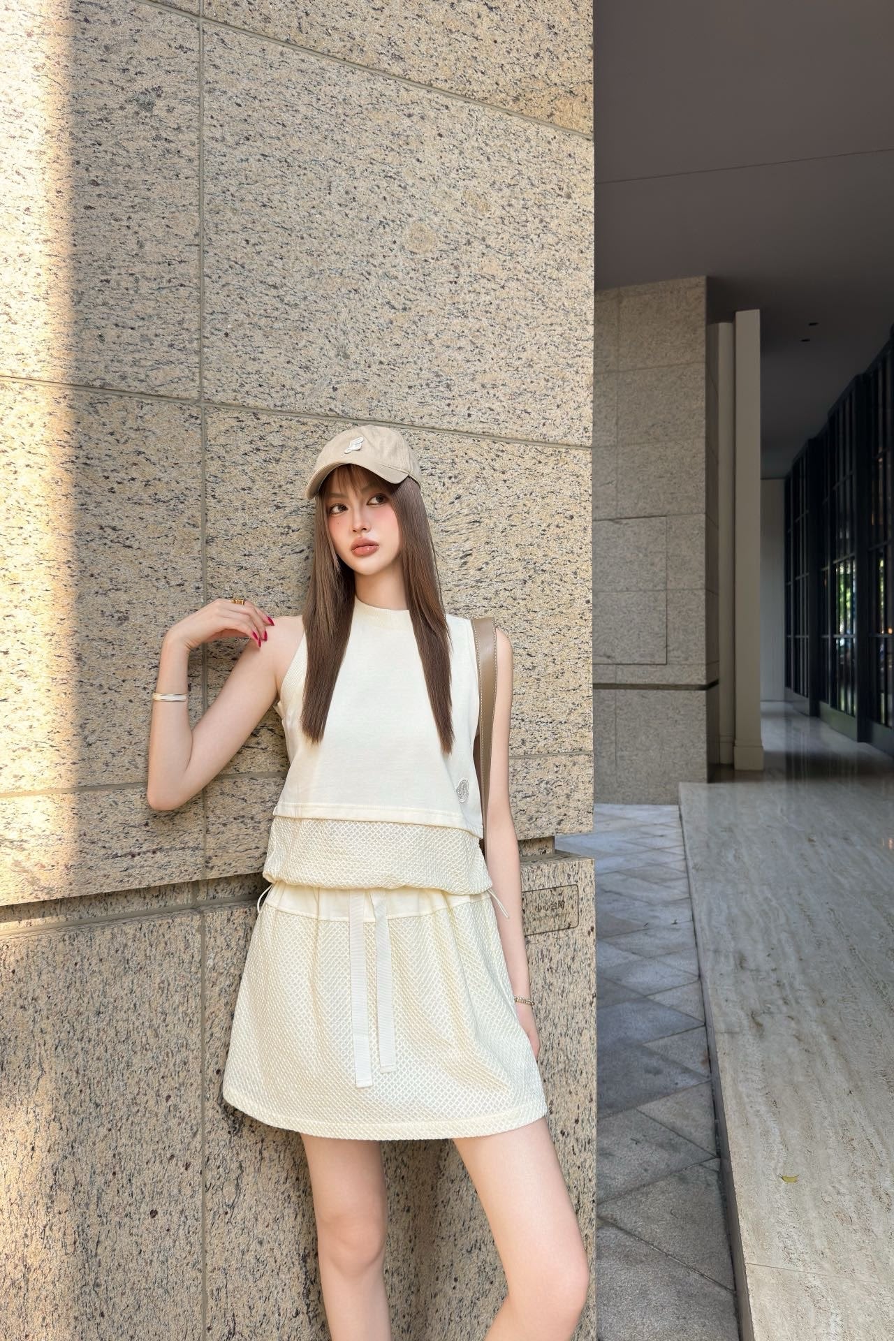 Monc* 25ss mesh vest and miniskirt suit