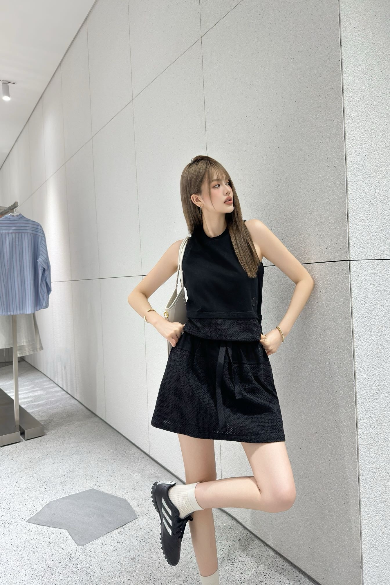 Monc* 25ss mesh vest and miniskirt suit