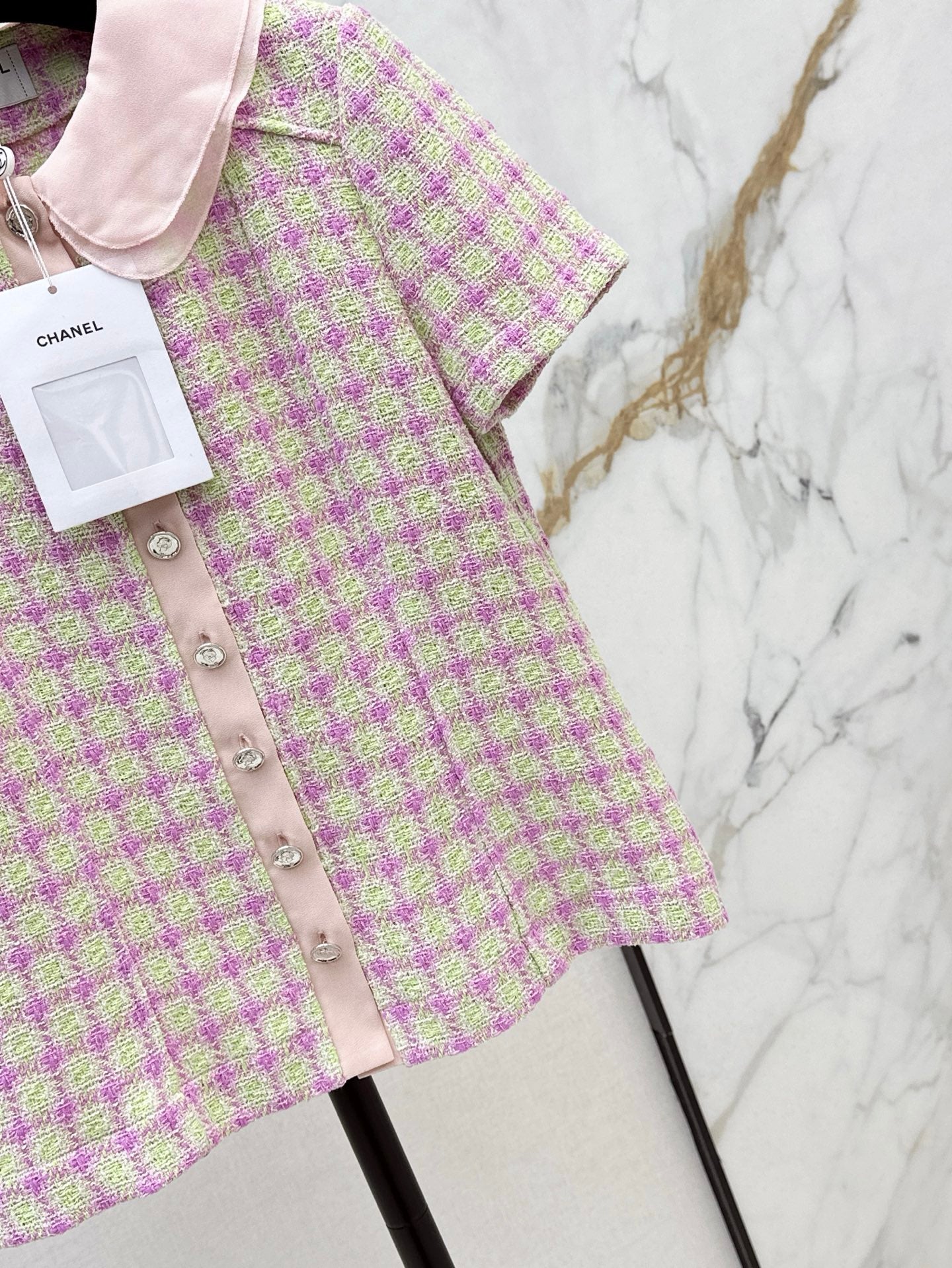 C*nel 25ss cotton tweed short-sleeve jacket