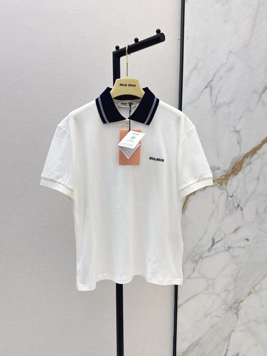 M*u 25ss logo embroidered polo shirt