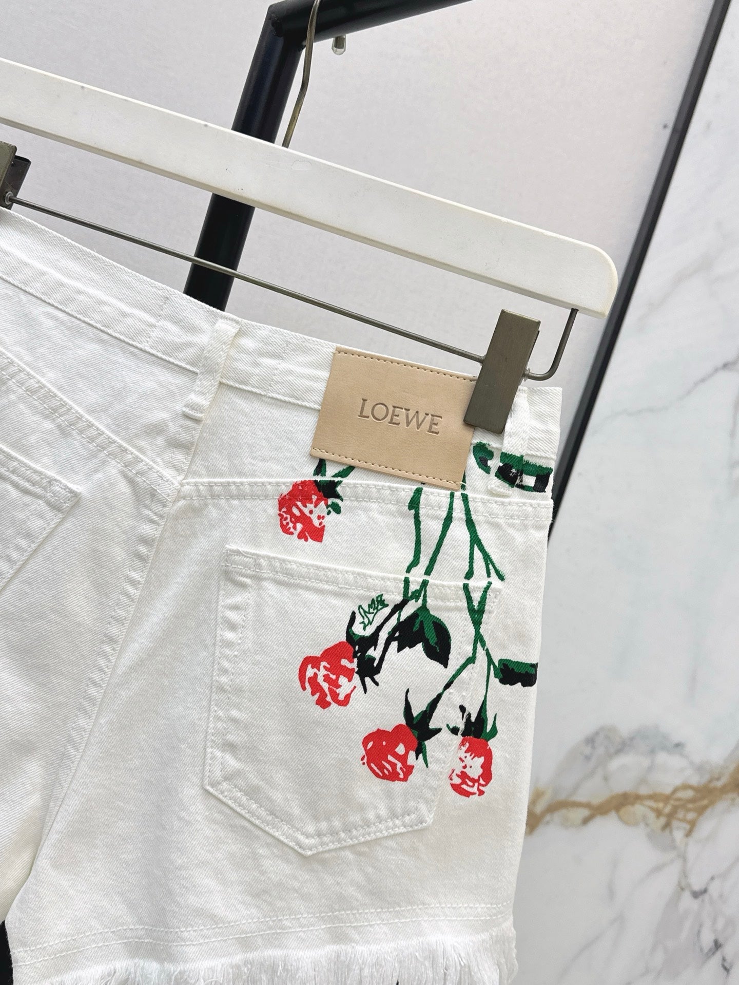 Loe*25ss floral motifs denim shorts