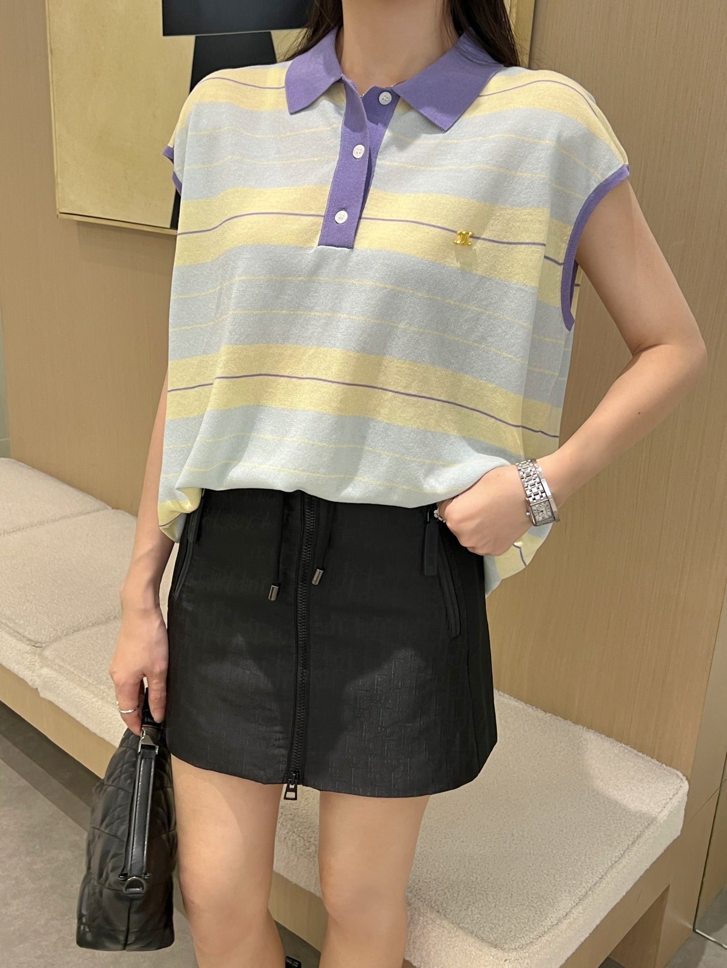 Cel* 25ss short-sleeve knitted top