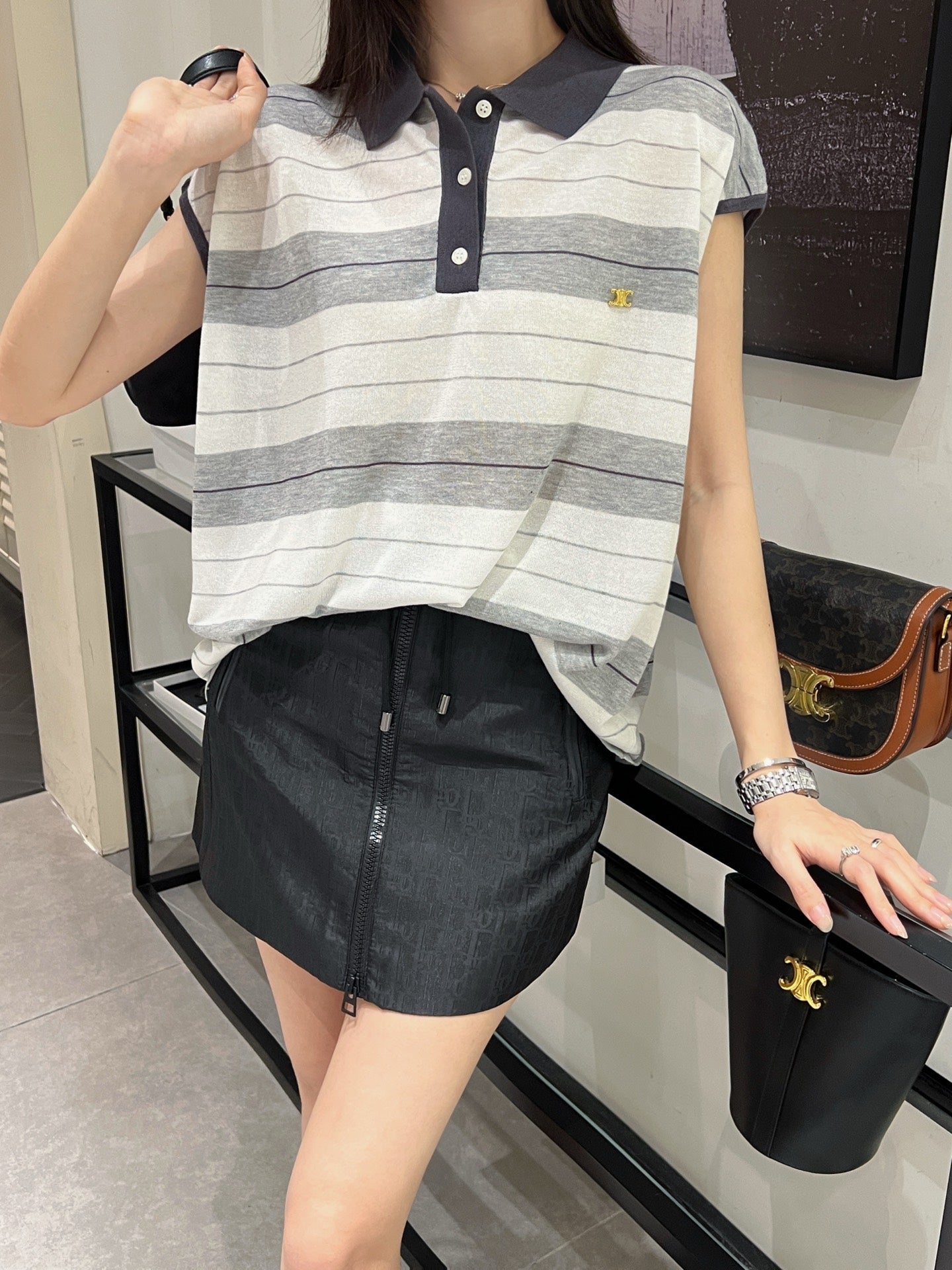 Cel* 25ss short-sleeve knitted top