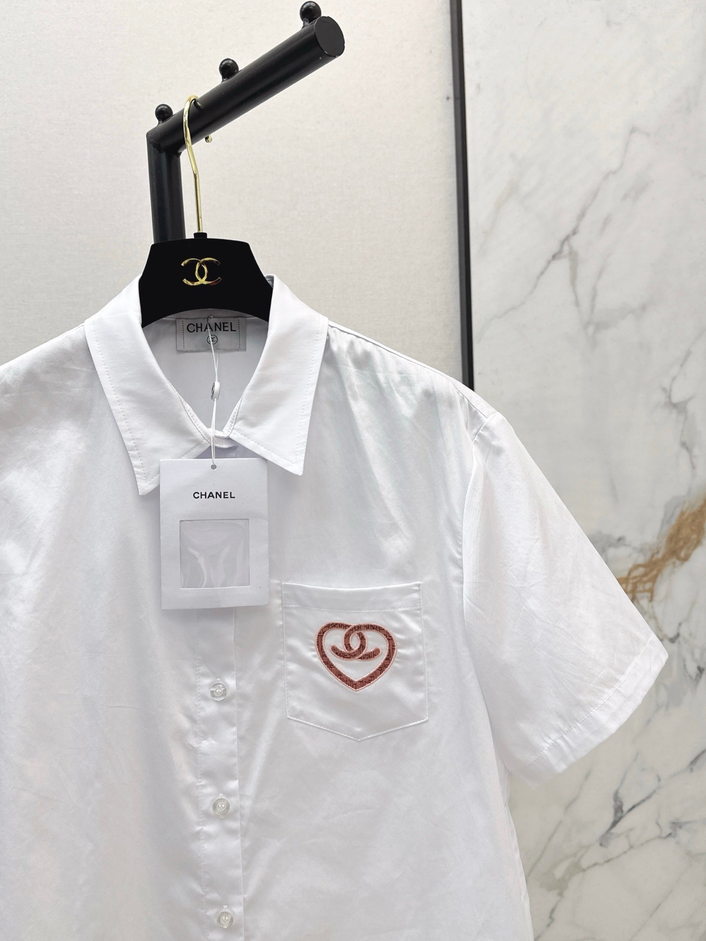 C*nel 25ss embroidered short-sleeve shirt