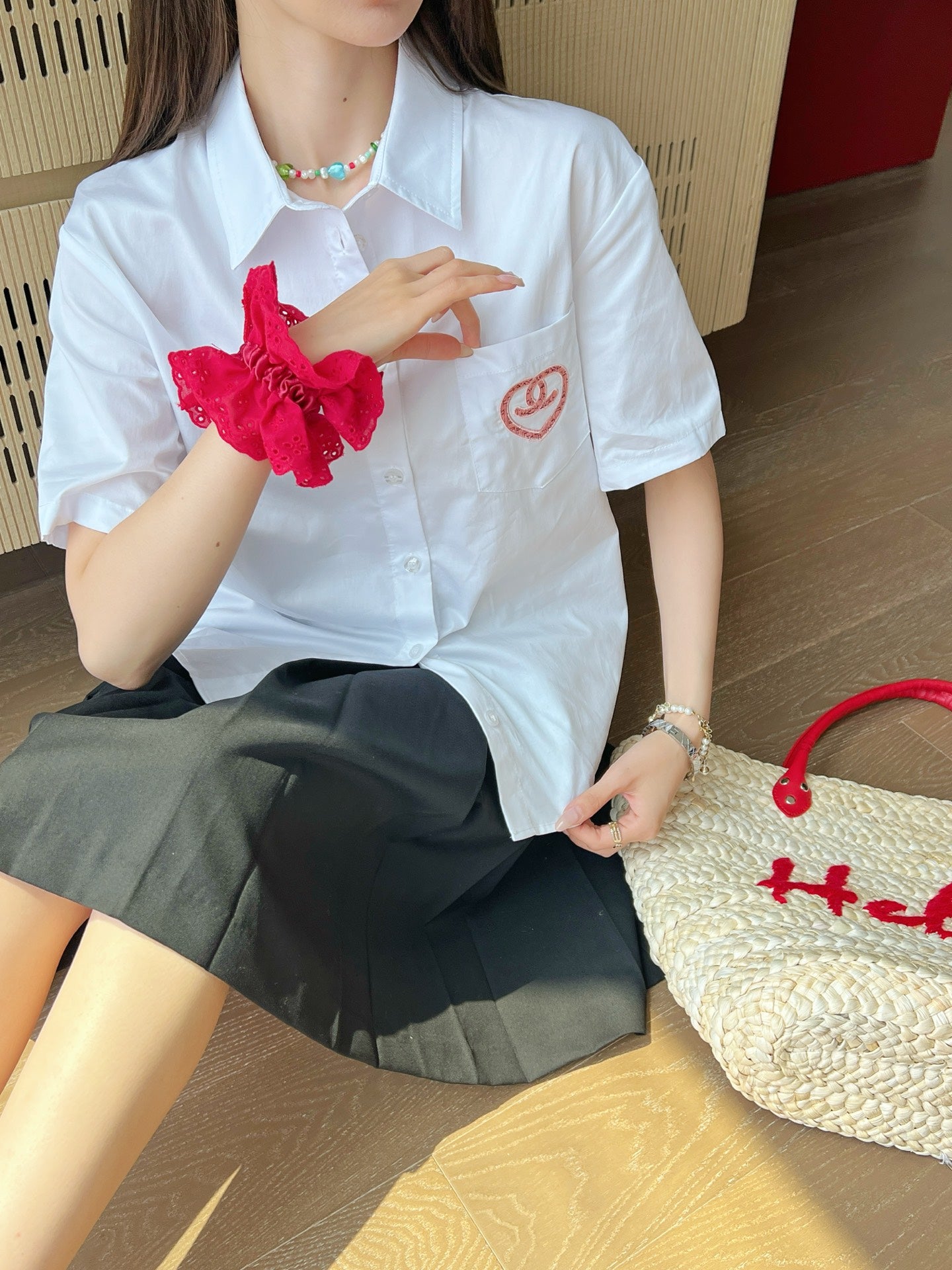 C*nel 25ss embroidered short-sleeve shirt