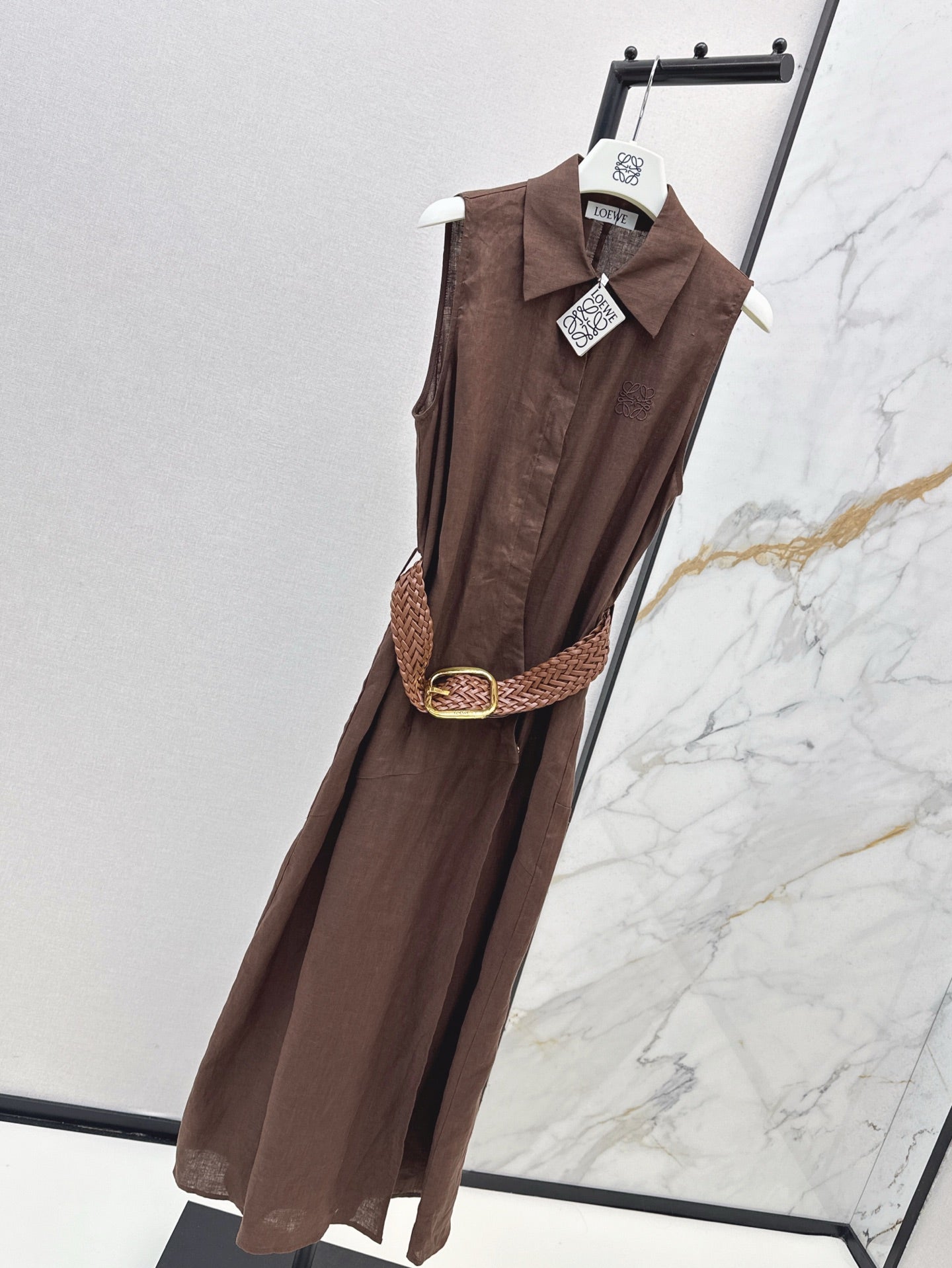Loe* 25ss long linen belted dress