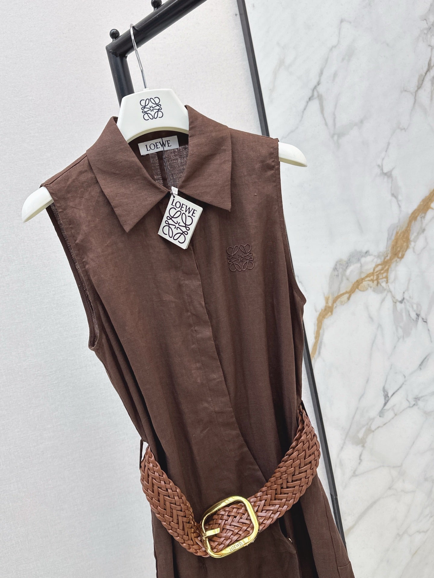 Loe* 25ss long linen belted dress