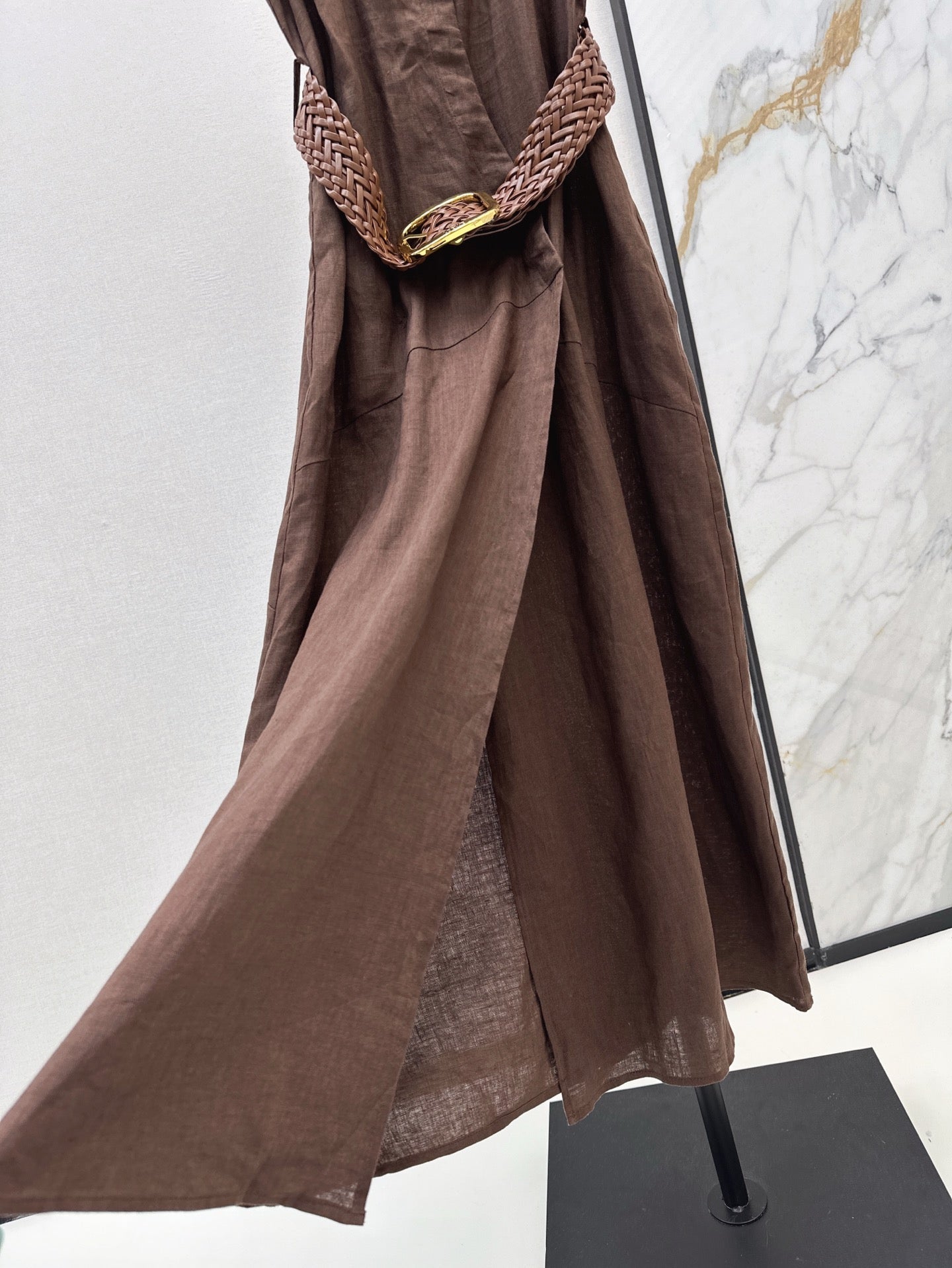 Loe* 25ss long linen belted dress