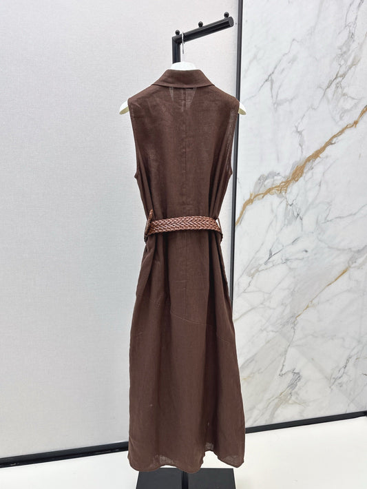 Loe* 25ss long linen belted dress
